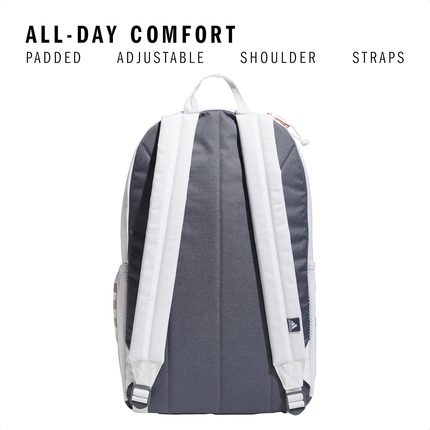 image:imageadidas Classic 3Stripe Backpack for Laptop School and Travel 28LWhiteRose GoldOnix Grey50