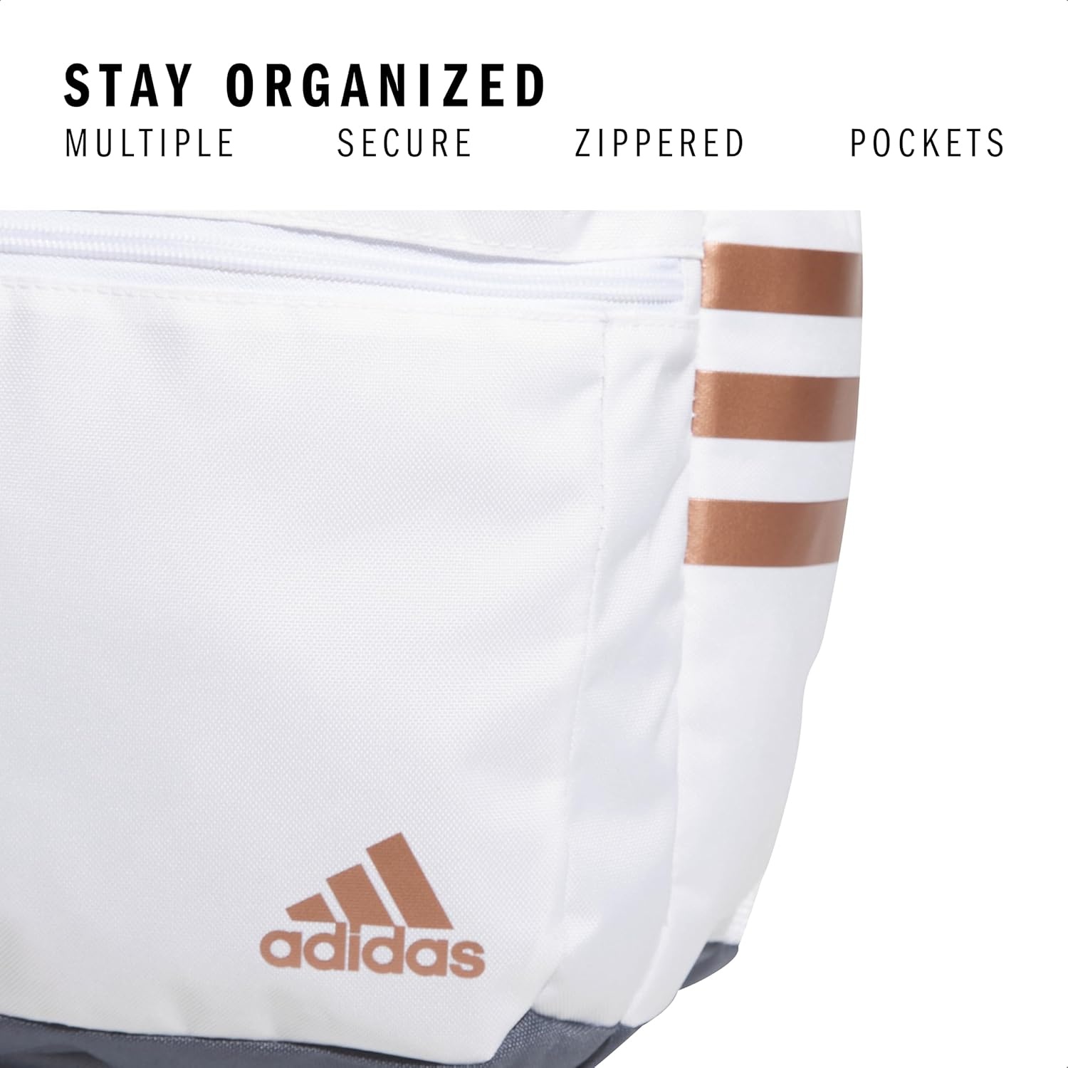 image:imageadidas Classic 3Stripe Backpack for Laptop School and Travel 28LWhiteRose GoldOnix Grey50