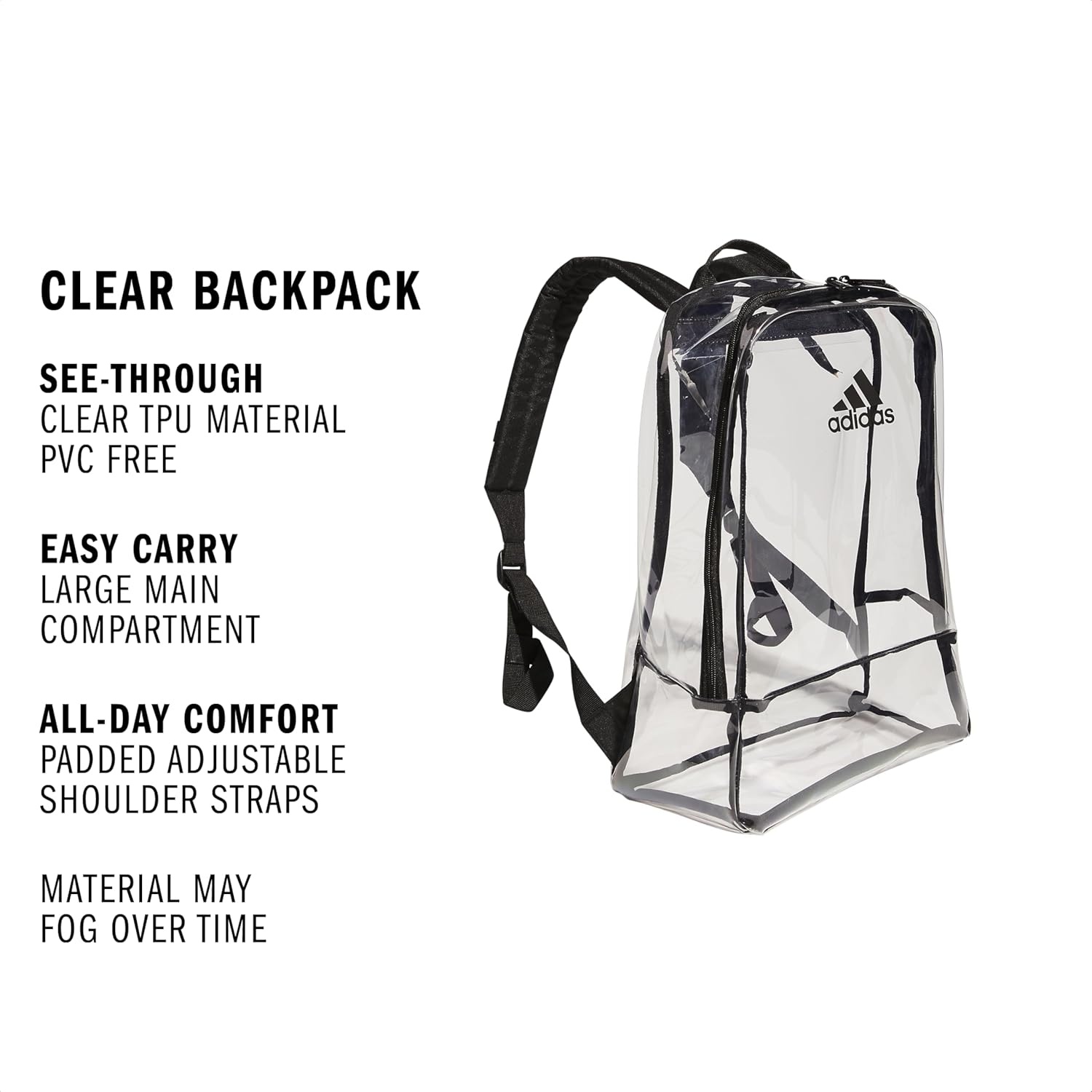 image:imageadidas Clear Backpack SeeThrough Transparent Stadium BagClearBlack