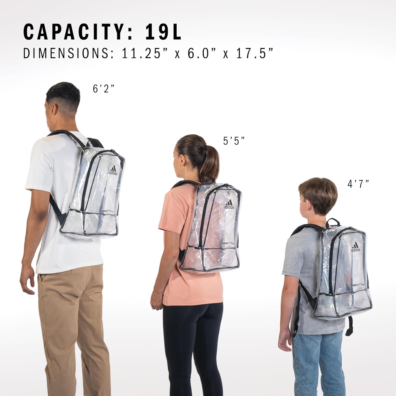 image:imageadidas Clear Backpack SeeThrough Transparent Stadium BagClearBlack