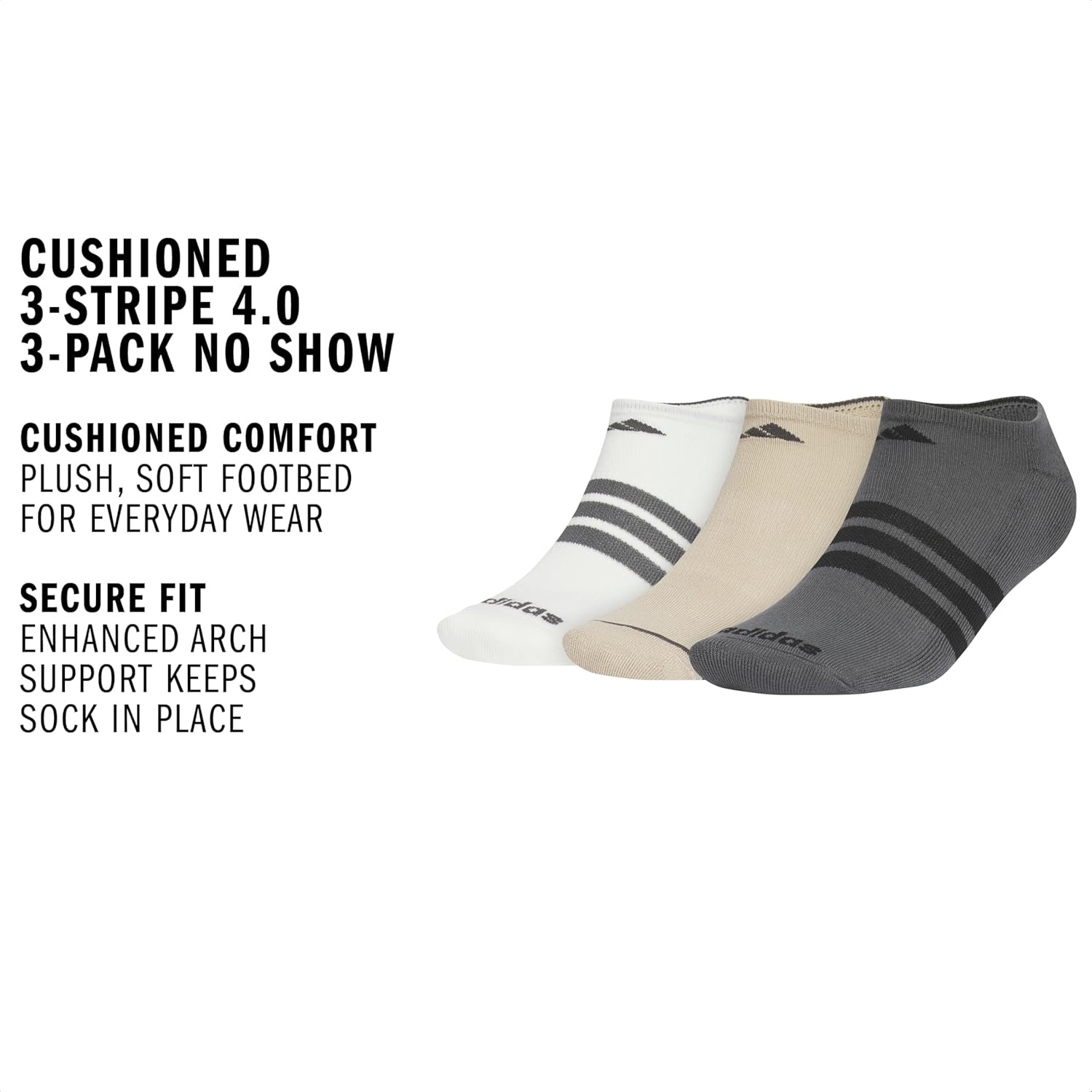 image:imageadidas Cushioned 30 3Pack No ShowOff WhiteWonder Cargo KhakiGrey Six3stripe4