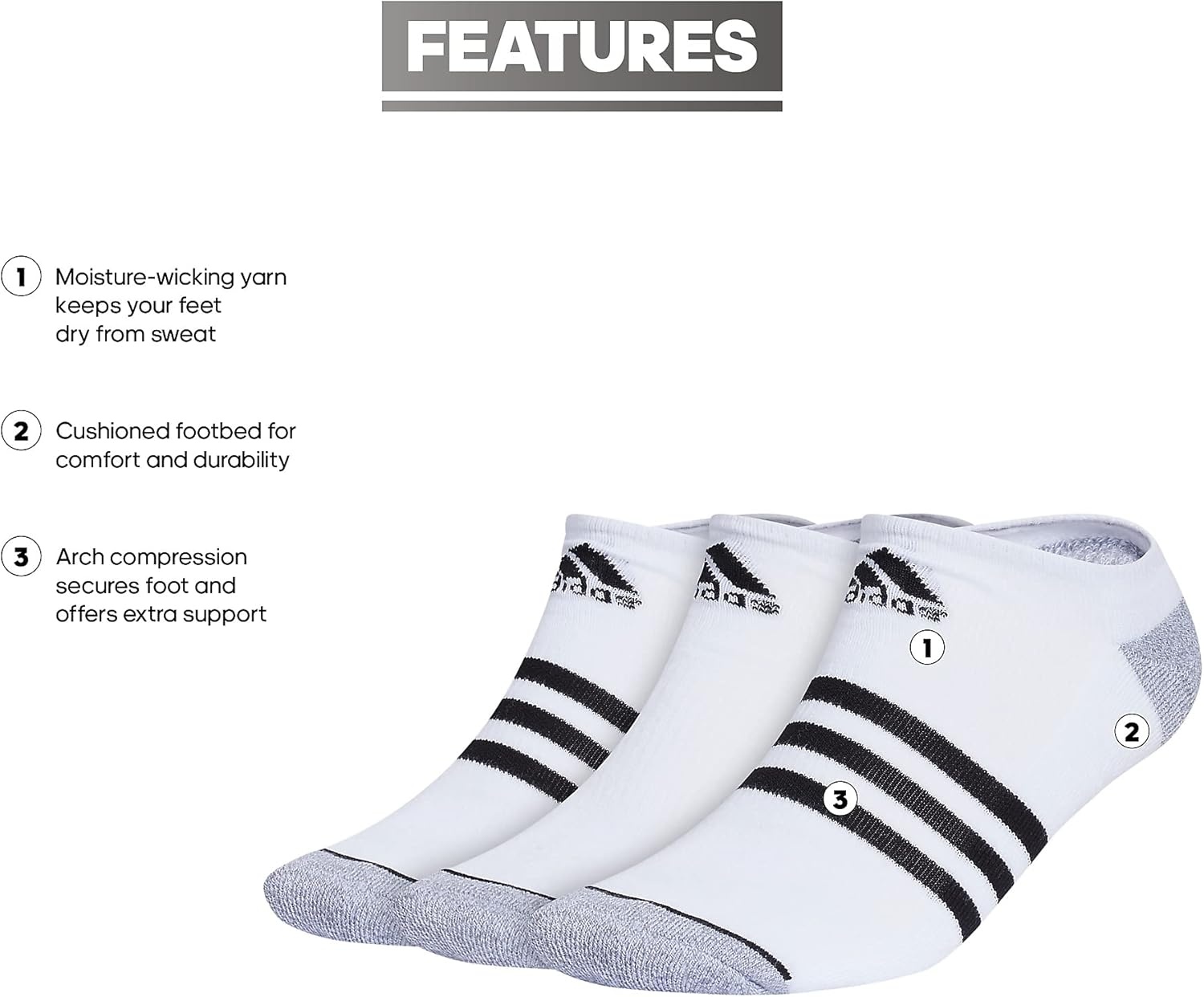 image:imageadidas Cushioned 30 3Pack No ShowWhiteGreyBlack3stripe3
