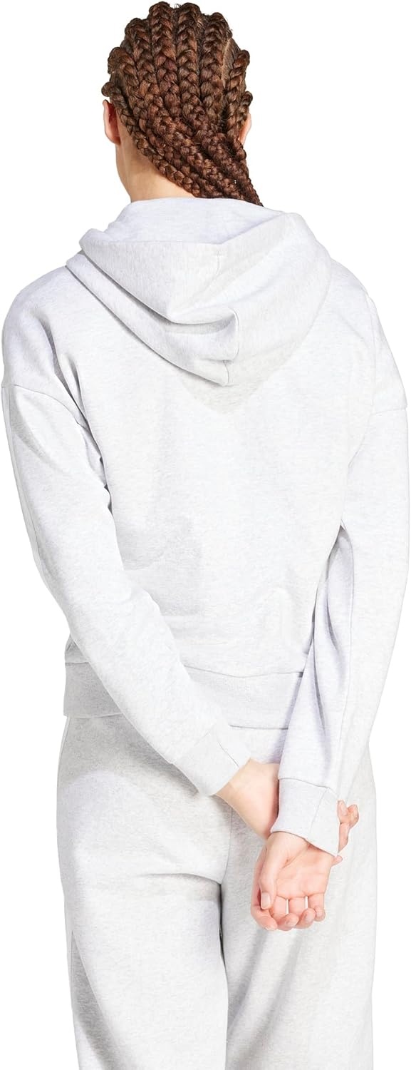 image:imageadidas Essentials 3Stripes Fleece Full Zip HoodieLight Grey HeatherWhite