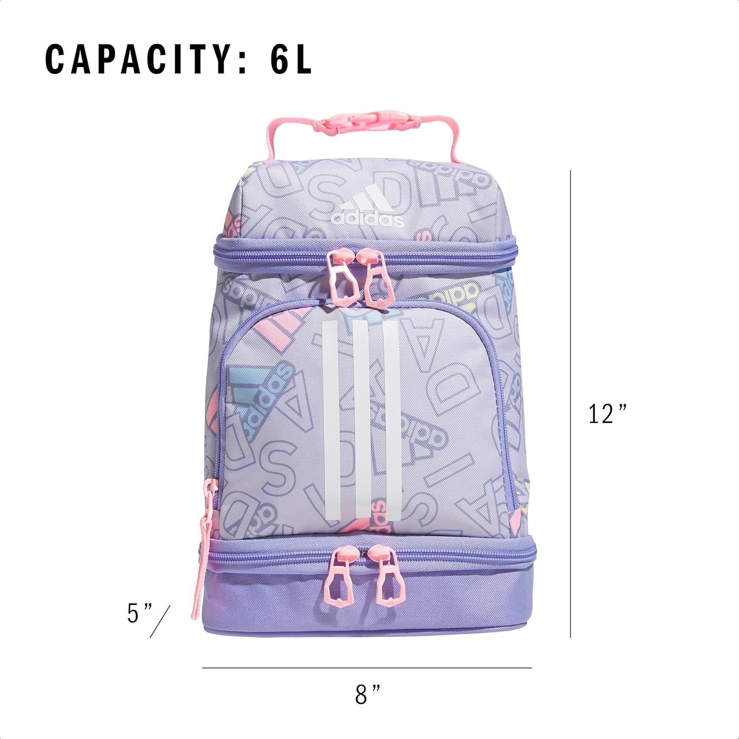 image:imageadidas Excel Lunch Bag Insulated Cooler Lunchbox 6LAdi Comp Silver VioletLight PurplePink Spark