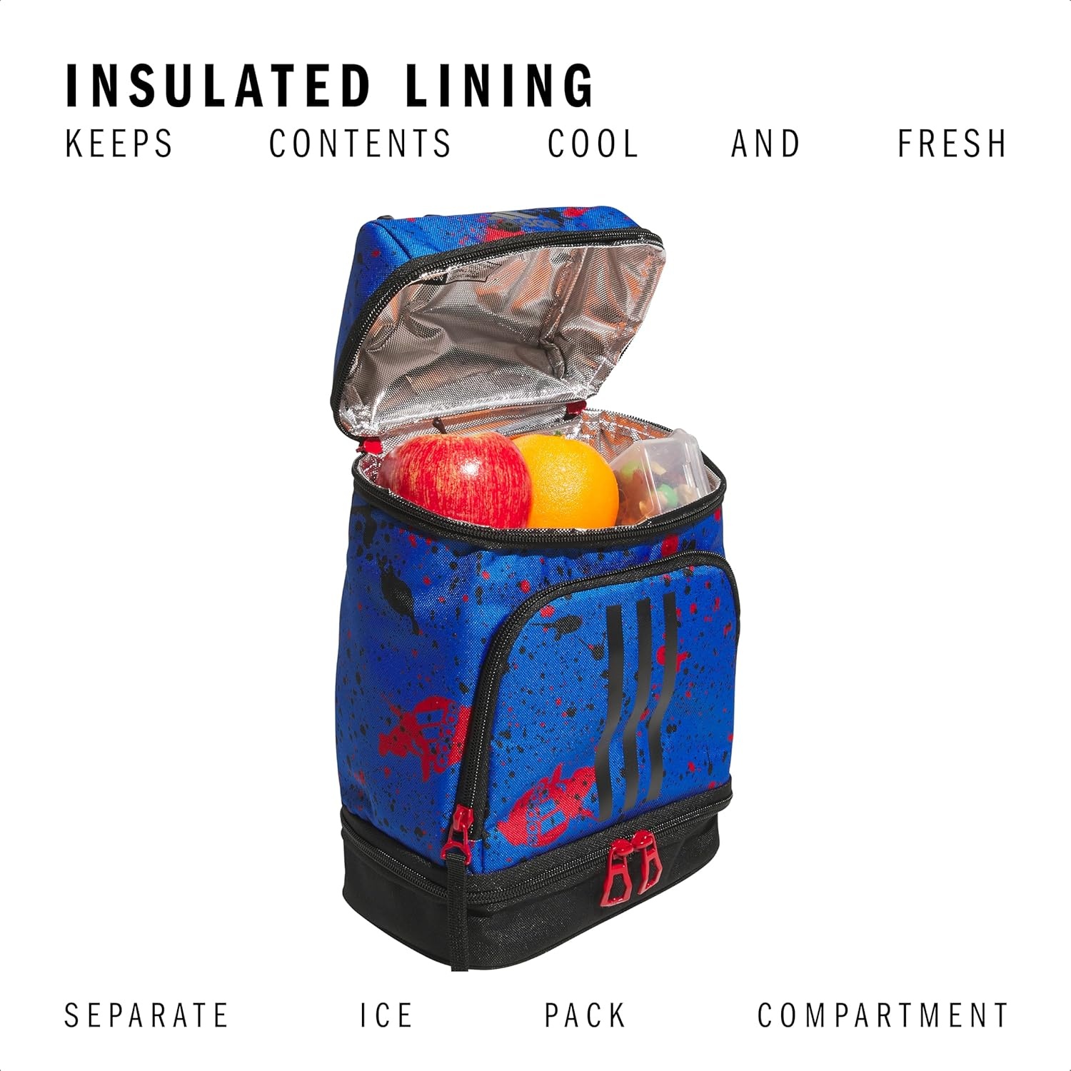 image:imageadidas Excel Lunch Bag Insulated Cooler Lunchbox 6LSplatter Bright RoyalBlackBetter Scarlet