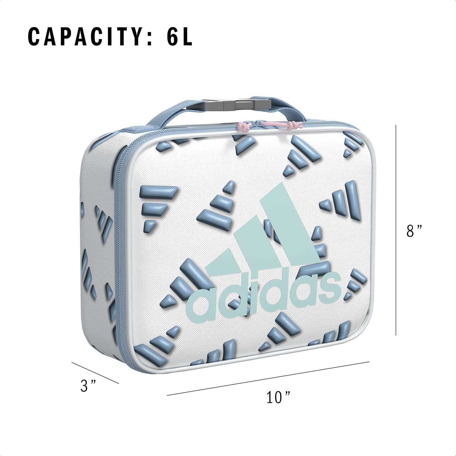 image:imageadidas Foundation Insulated Lunch Bag for men and women3d Aop WhiteClear Sky BlueSemi Flash Aqua Blue
