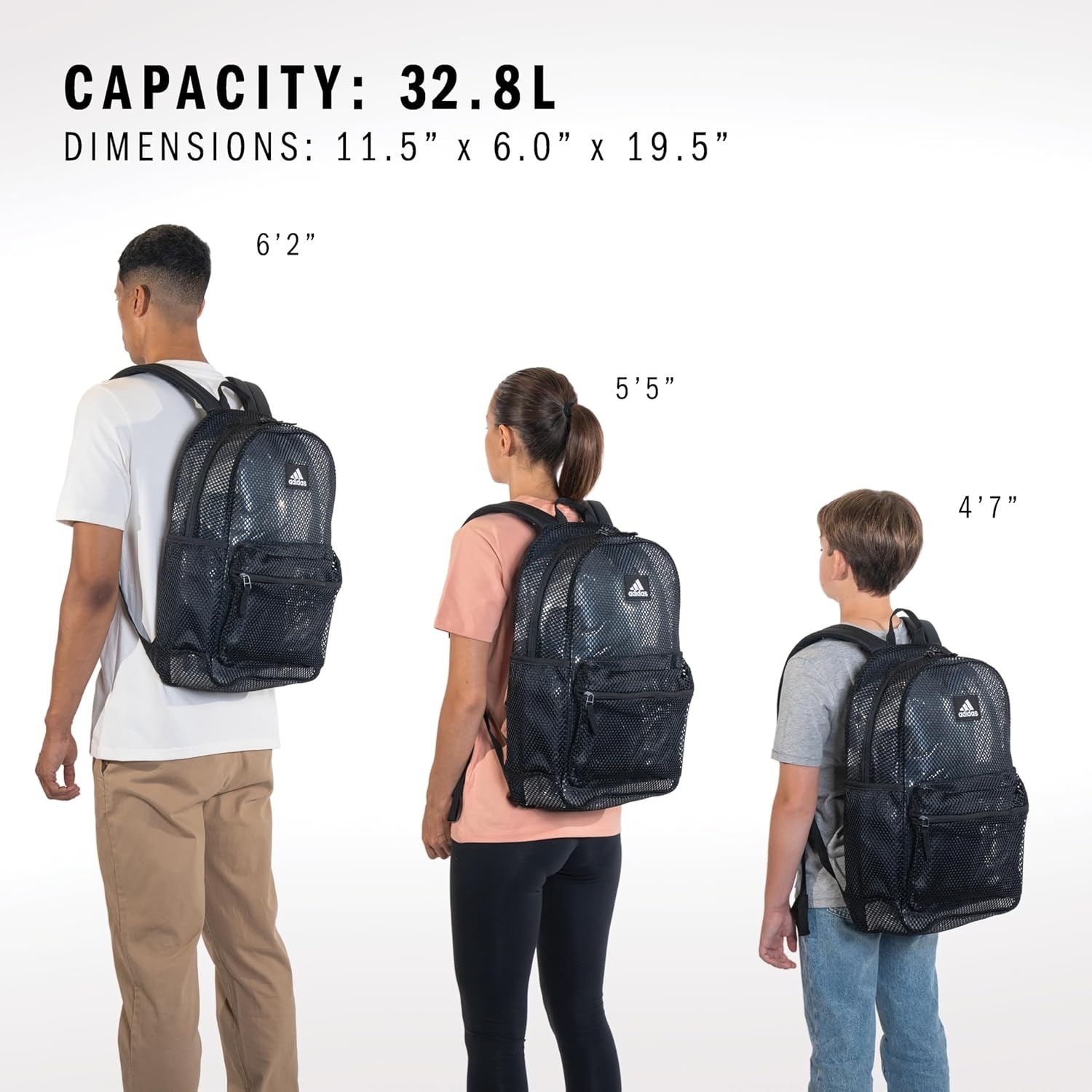 image:imageadidas Hermosa Mesh SeeThrough Backpack Festival Concert Stadium Beach Bag 29LBlackWhite2