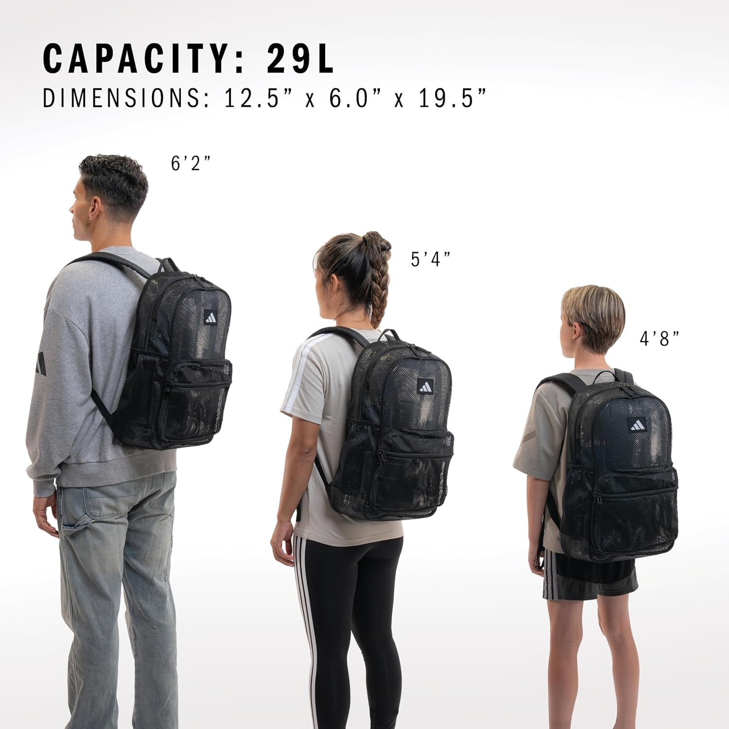 image:imageadidas Hermosa Mesh SeeThrough Backpack Festival Concert Stadium Beach Bag 29LBlackWhite3