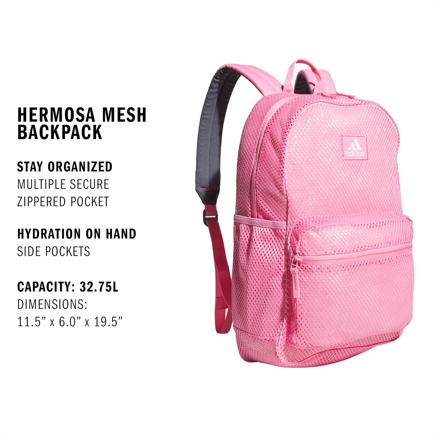 image:imageadidas Hermosa Mesh SeeThrough Backpack Festival Concert Stadium Beach Bag 29LBliss Pink2