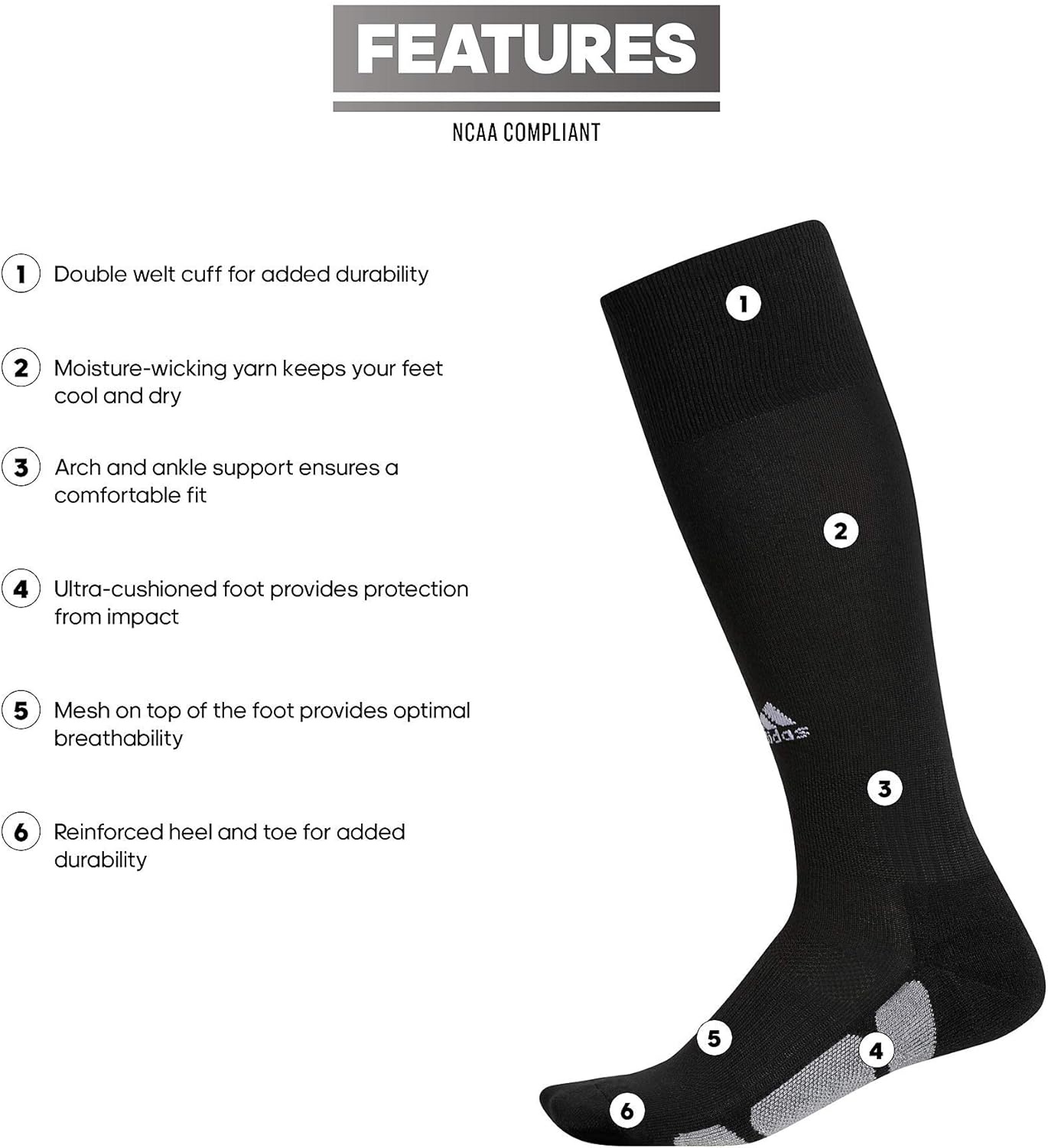 image:imageadidas Icon Baseball Softball Socks 1Pair Durable Over the Calf Length for Boys Girls Men and WomenBlackLight Onix GreyWhite