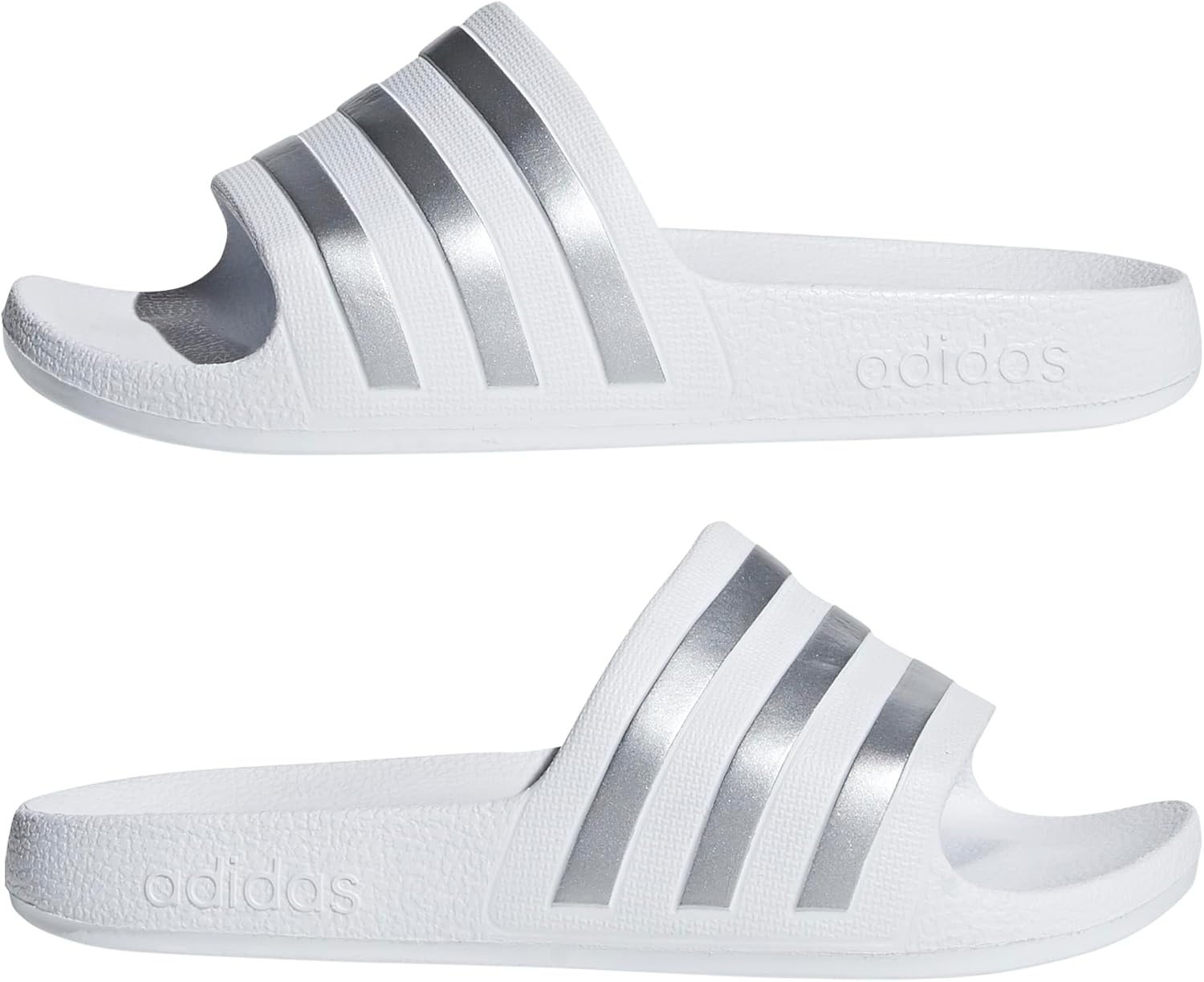 image:imageadidas Kids Adilette Aqua Slide SandalsWhiteSilver MetallicWhite