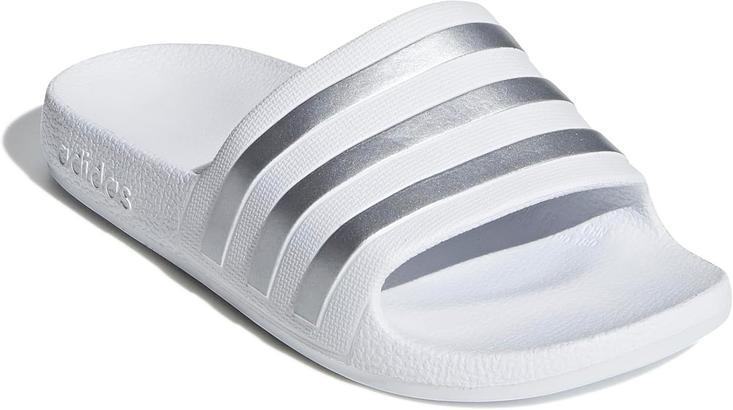image:imageadidas Kids Adilette Aqua Slide SandalsWhiteSilver MetallicWhite