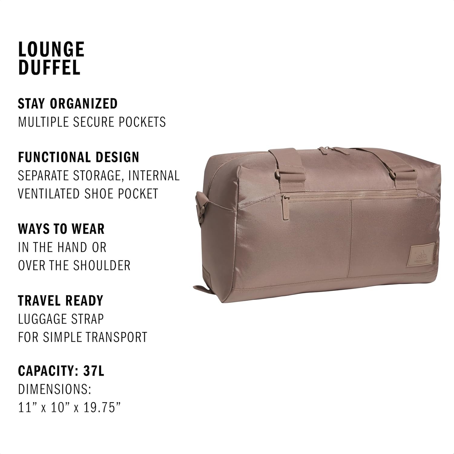 image:imageadidas Lounge Premium Sport Duffel Bag for Travel and Gym Alumina Beige One SizeChalky Brown