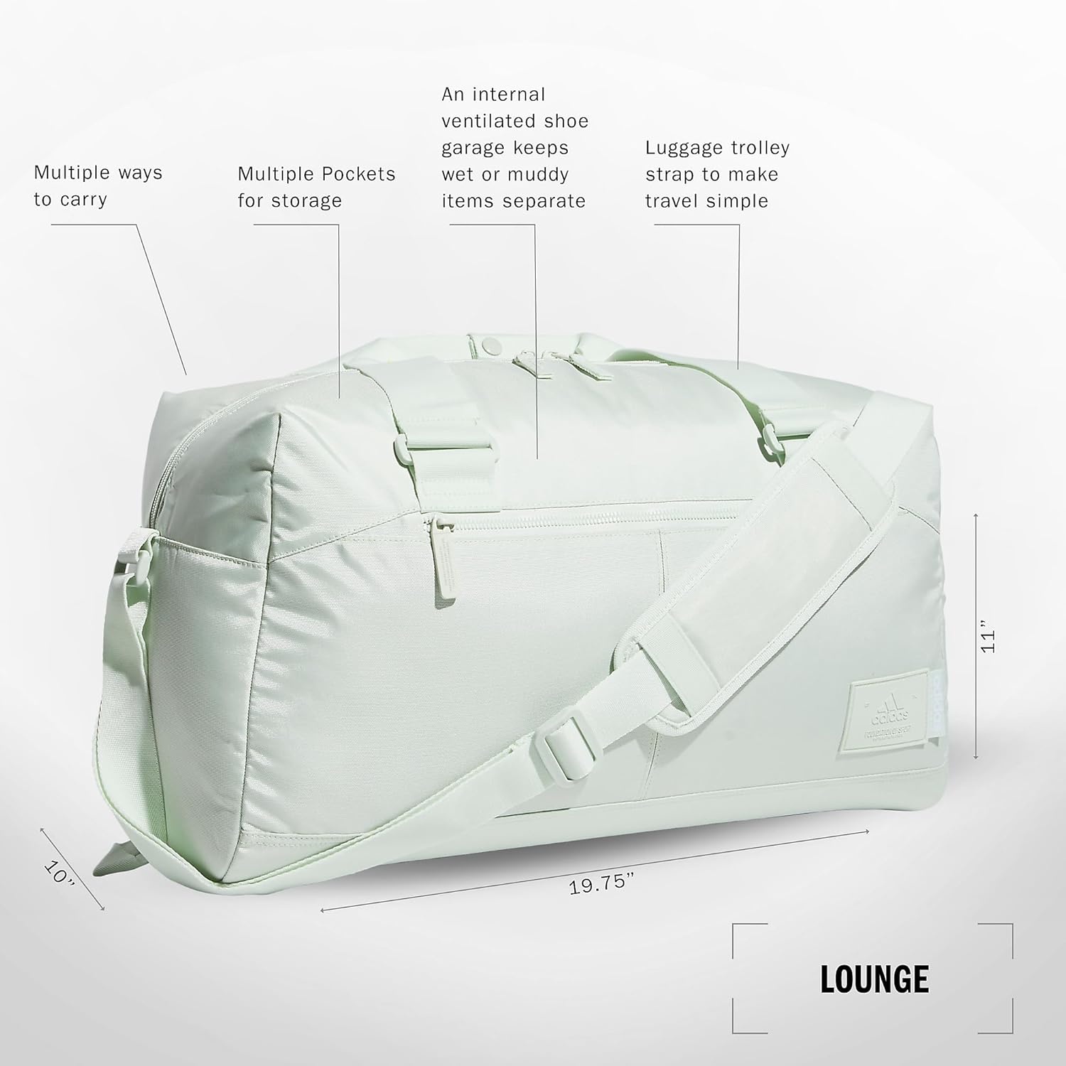 image:imageadidas Lounge Premium Sport Duffel Bag for Travel and Gym Alumina Beige One SizeLinen Green
