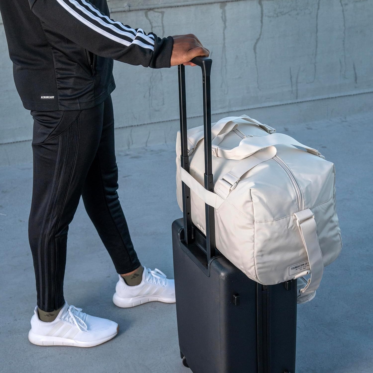 image:imageadidas Lounge Premium Sport Duffel Bag for Travel and Gym Alumina Beige One SizeTwill BlackBlack