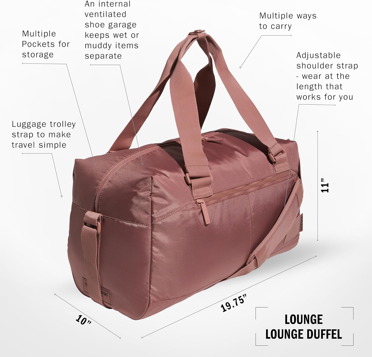 image:imageadidas Lounge Premium Sport Duffel Bag for Travel and Gym Alumina Beige One SizeWarm Clay Pink