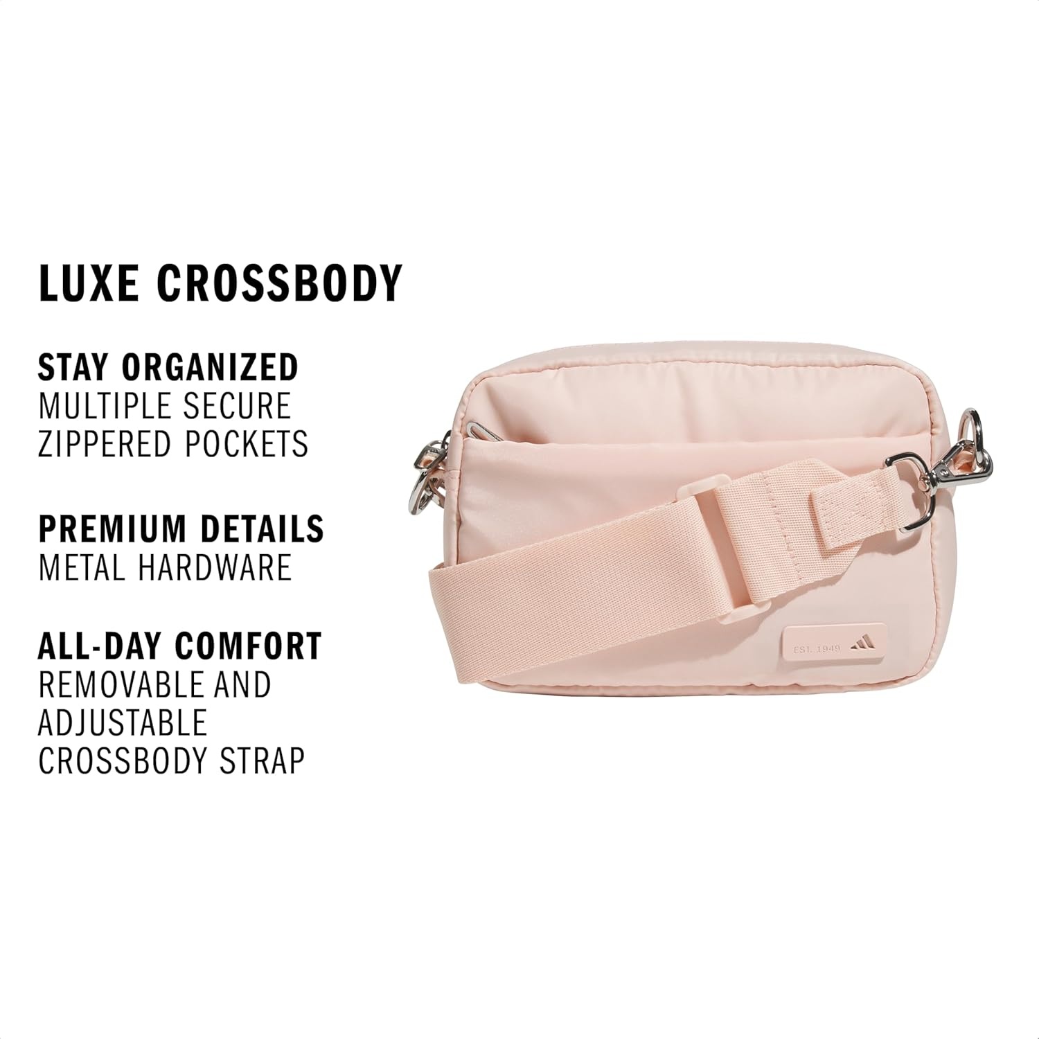 image:imageadidas Luxe Crossbody Premium Shoulder BagBlush PinkSilver Metallic