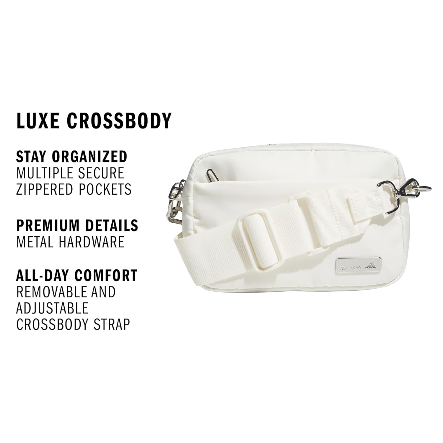 image:imageadidas Luxe Crossbody Premium Shoulder BagOff WhiteSilver Metallic