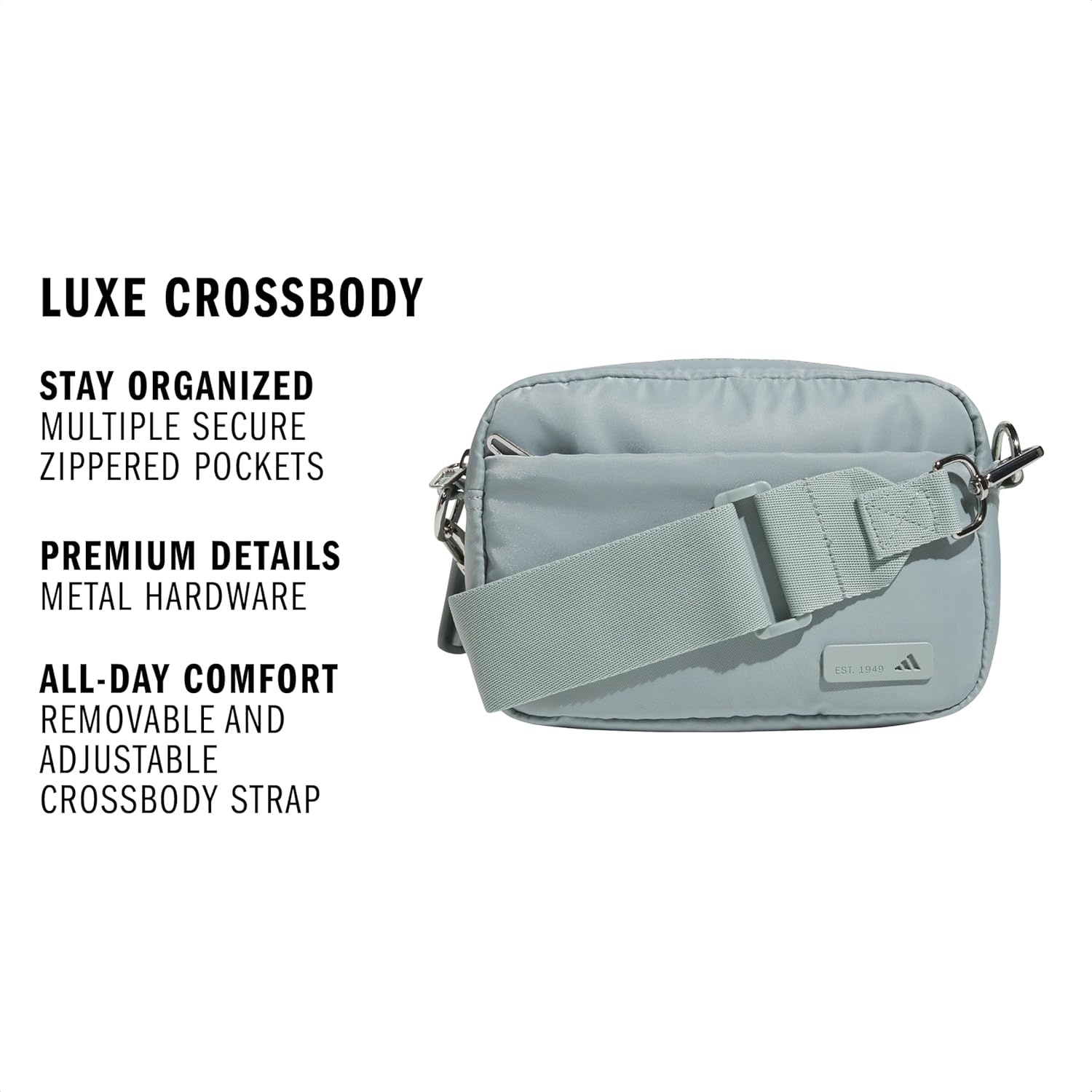 image:imageadidas Luxe Crossbody Premium Shoulder BagWonder Sage GreenSilver Metallic
