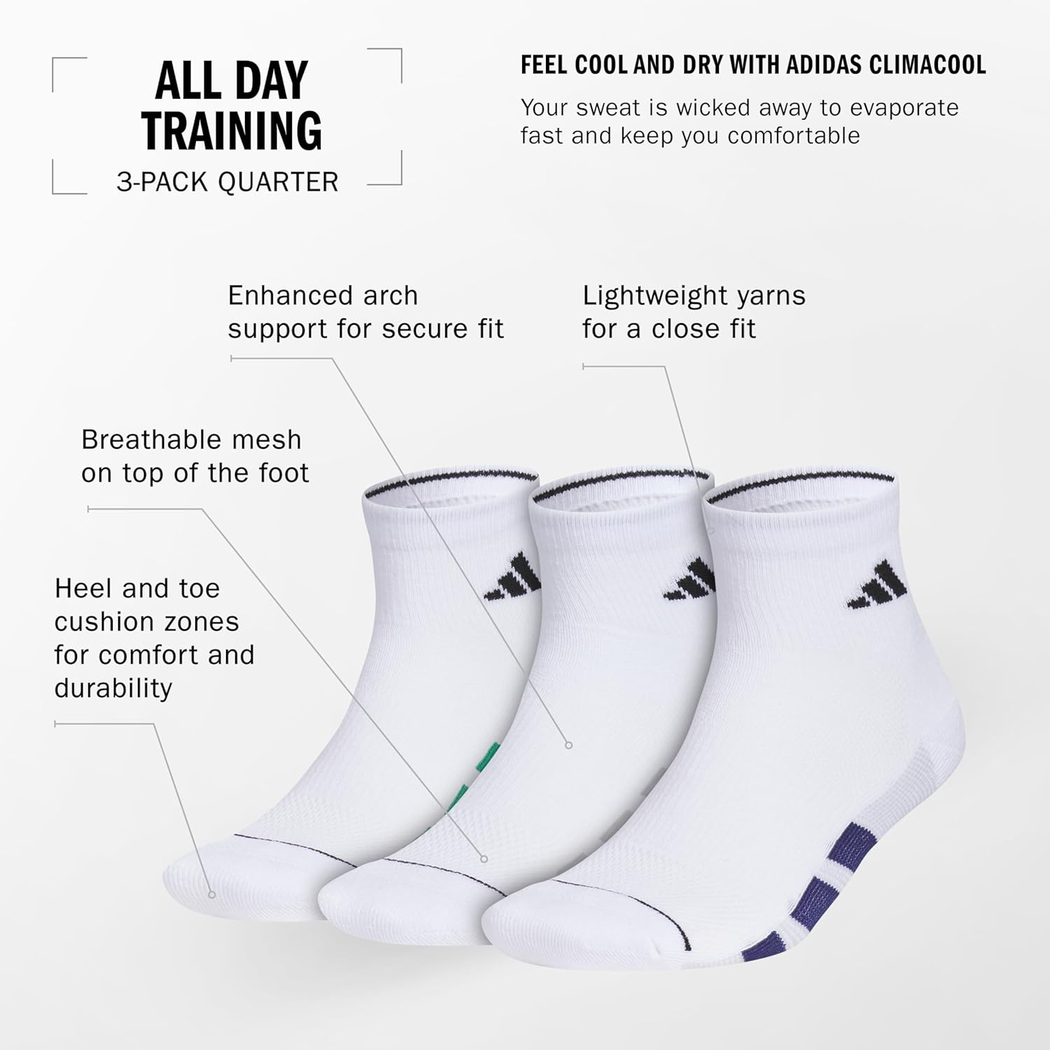 image:imageadidas Mens All Day Training Quarter Socks sports performance above the ankle height with cushioning for running 3PairOlive Strata GreenWonder Alumina GreyOnix Grey