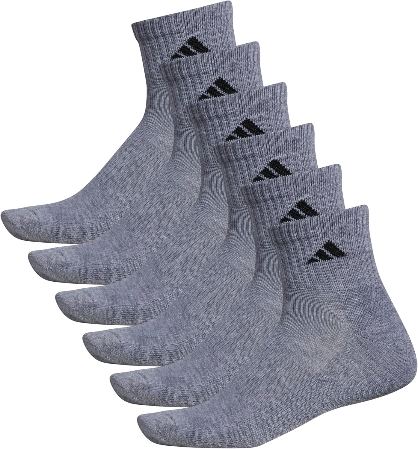image:imageadidas Mens Athletic Cushioned 6Pack QuarterHeather GreyBlack
