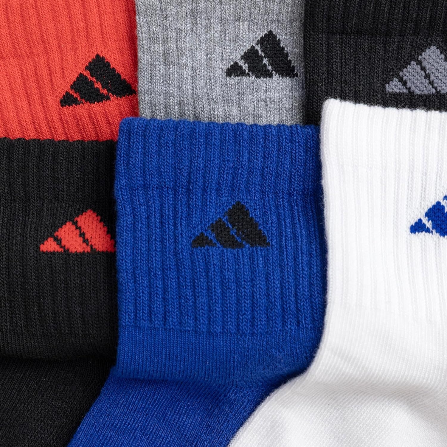image:imageadidas Mens Athletic Cushioned 6Pack QuarterPure Ruby RedBlackTeam Royal Blue