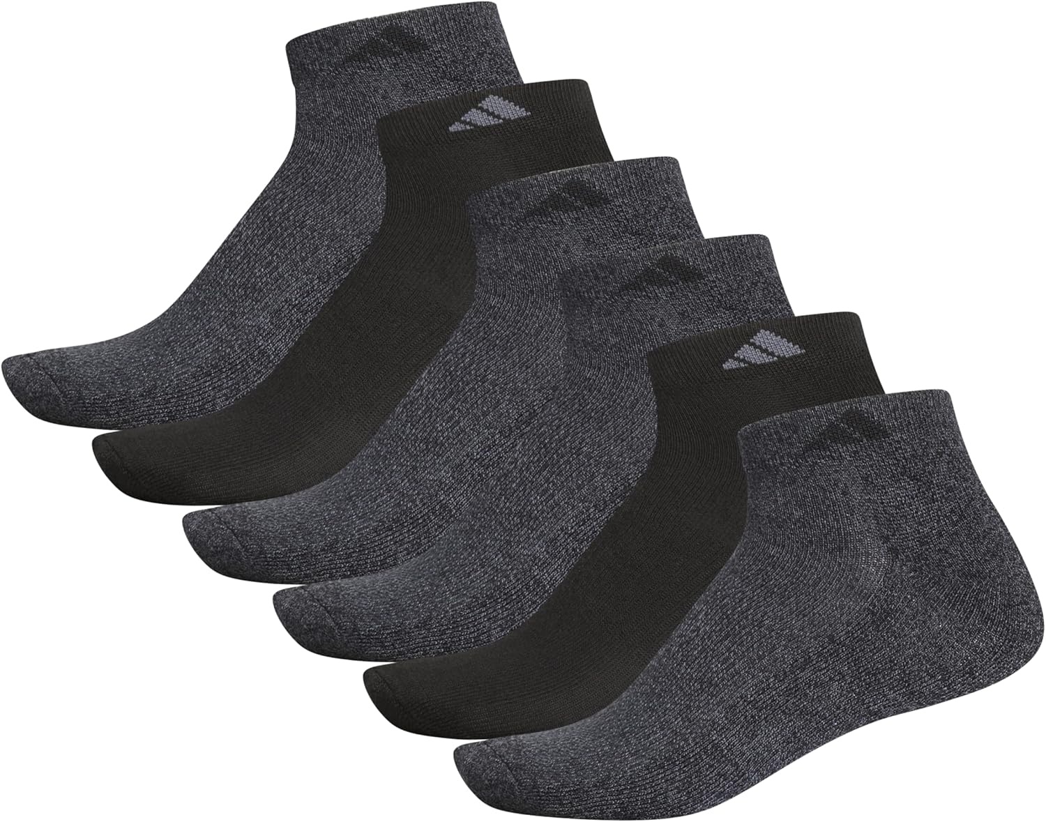 image:imageadidas Mens Athletic Cushioned Low Cut Ankle Socks 6 Pairs Durable amp ComfortableBlackOnix Grey
