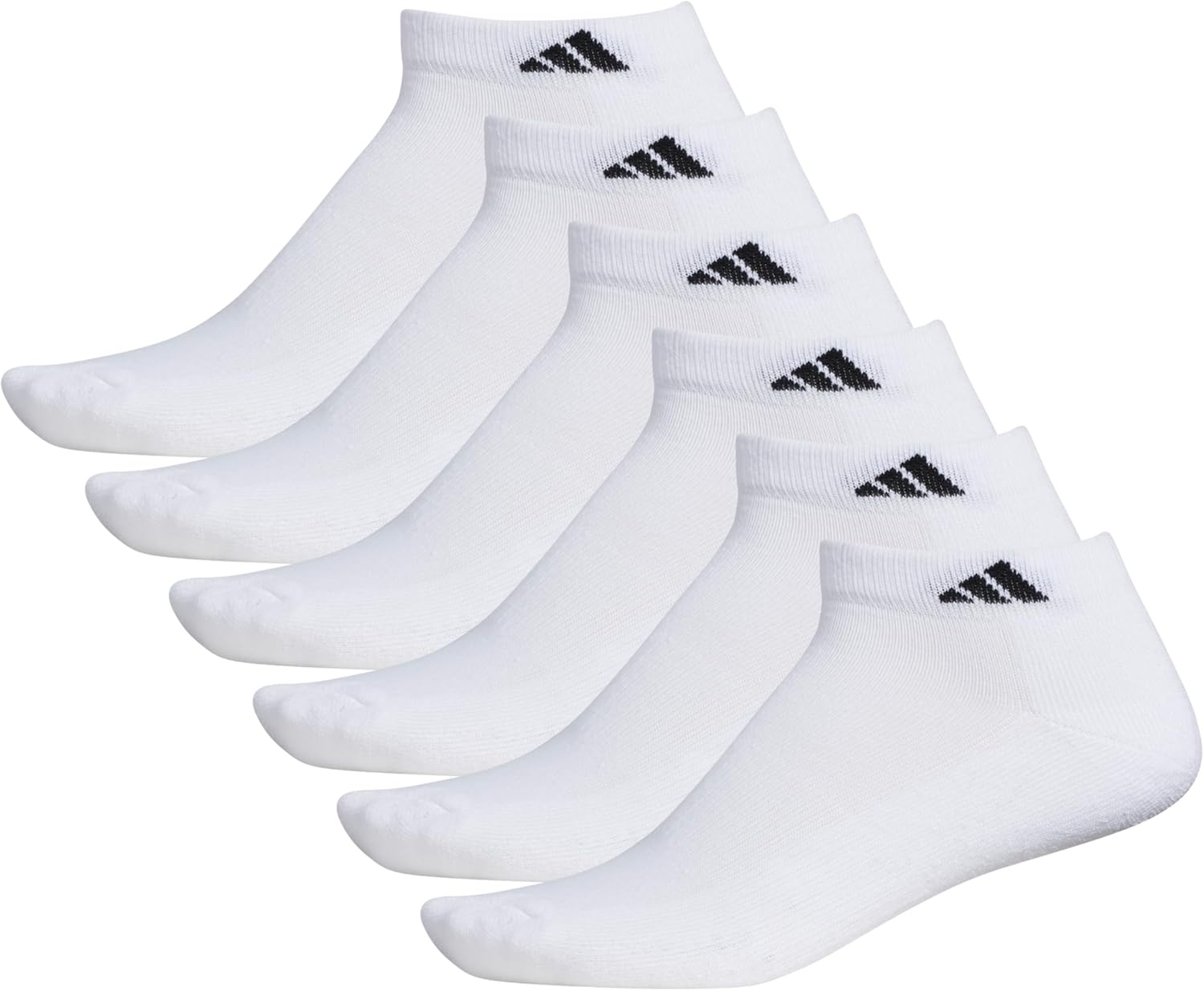 image:imageadidas Mens Athletic Cushioned Low Cut Ankle Socks 6 Pairs Durable amp ComfortableWhiteBlack