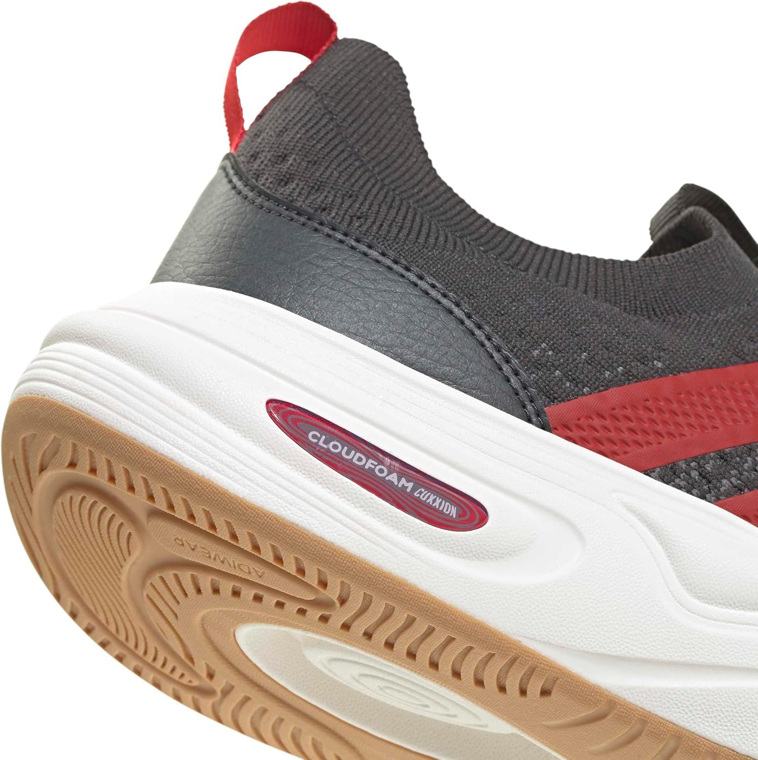 image:imageadidas Mens Cloudfoam Cuxxion Sock Slip On Sneakers Shoes Casual GreyCarbonBetter ScarletWhite