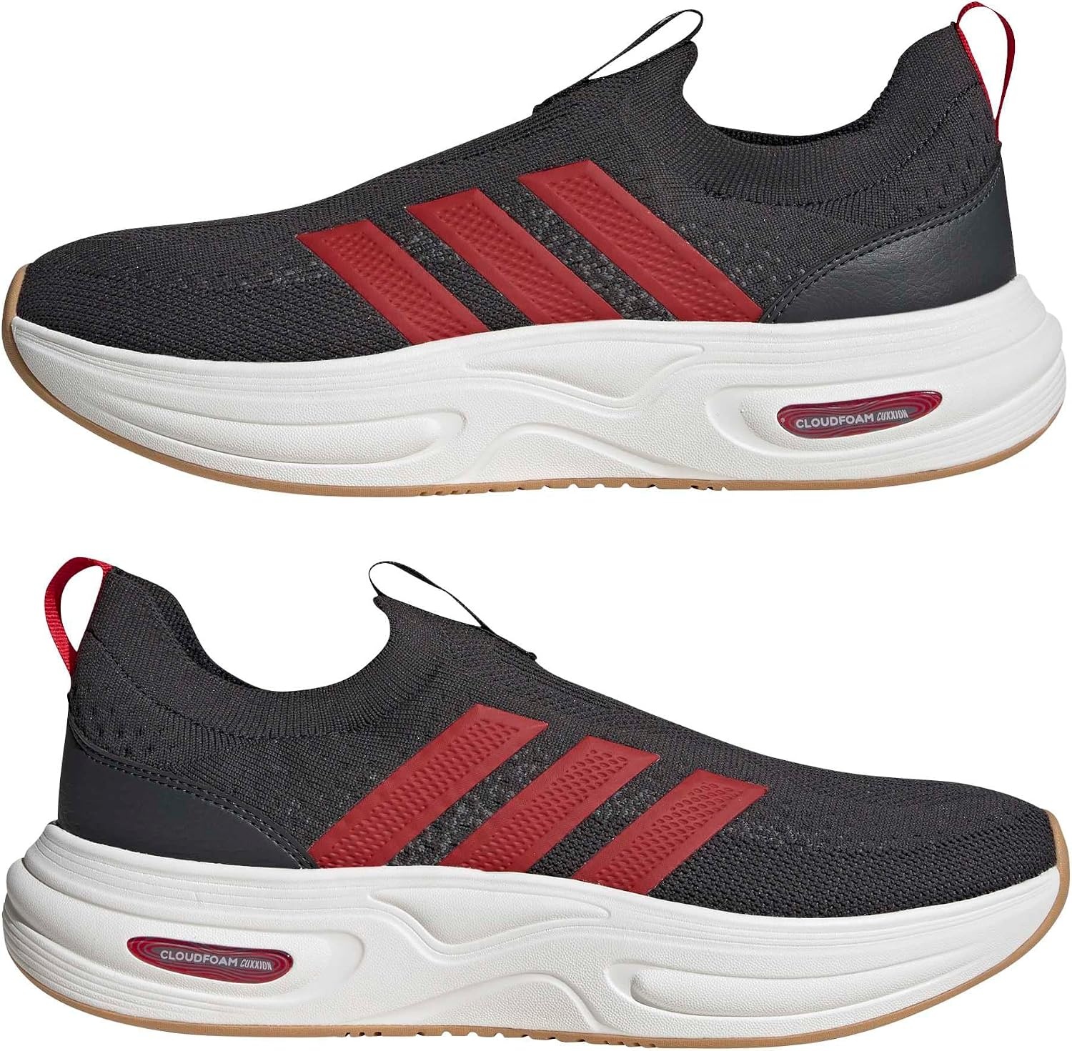 image:imageadidas Mens Cloudfoam Cuxxion Sock Slip On Sneakers Shoes Casual GreyCarbonBetter ScarletWhite
