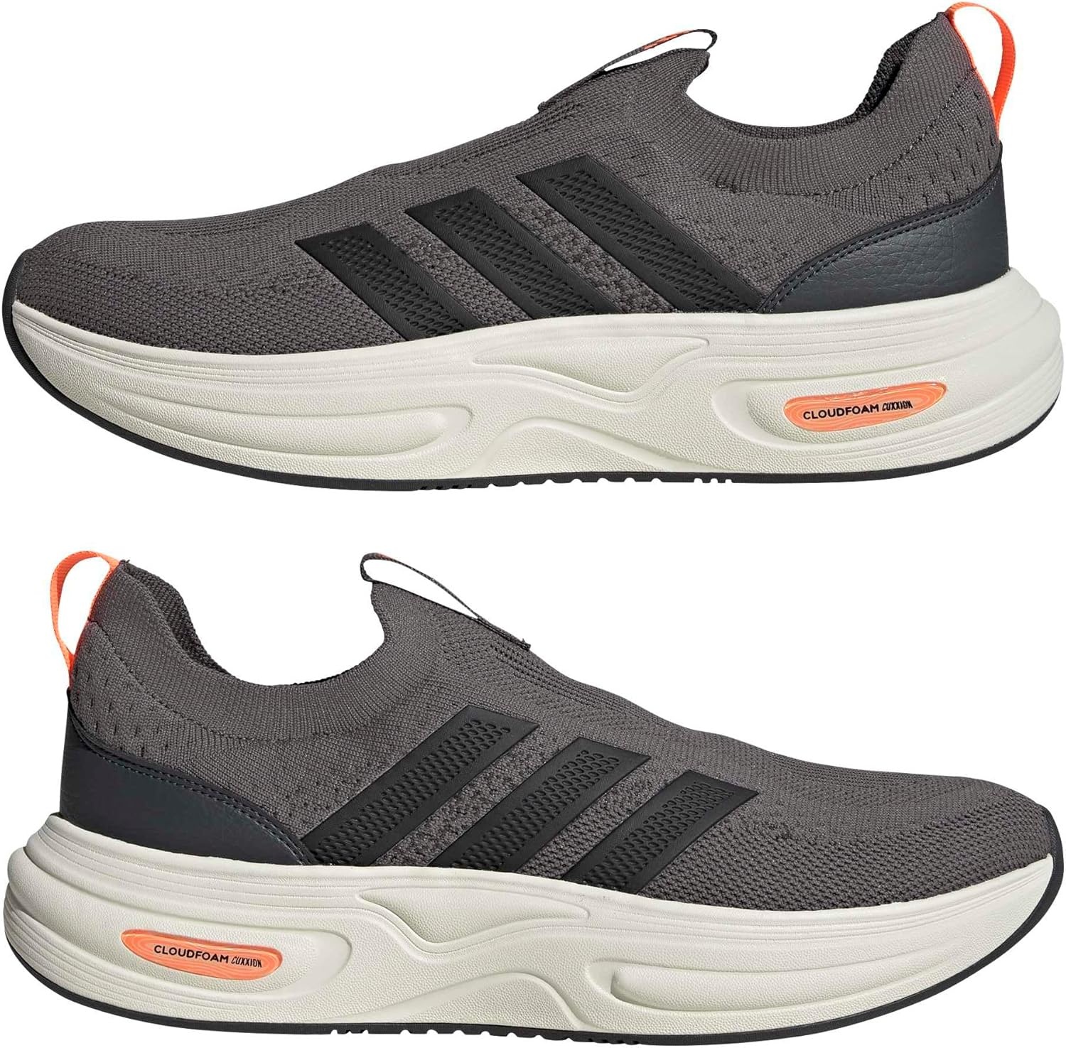 image:imageadidas Mens Cloudfoam Cuxxion Sock Slip On Sneakers Shoes Casual GreyCharcoalCarbonLucid Orange