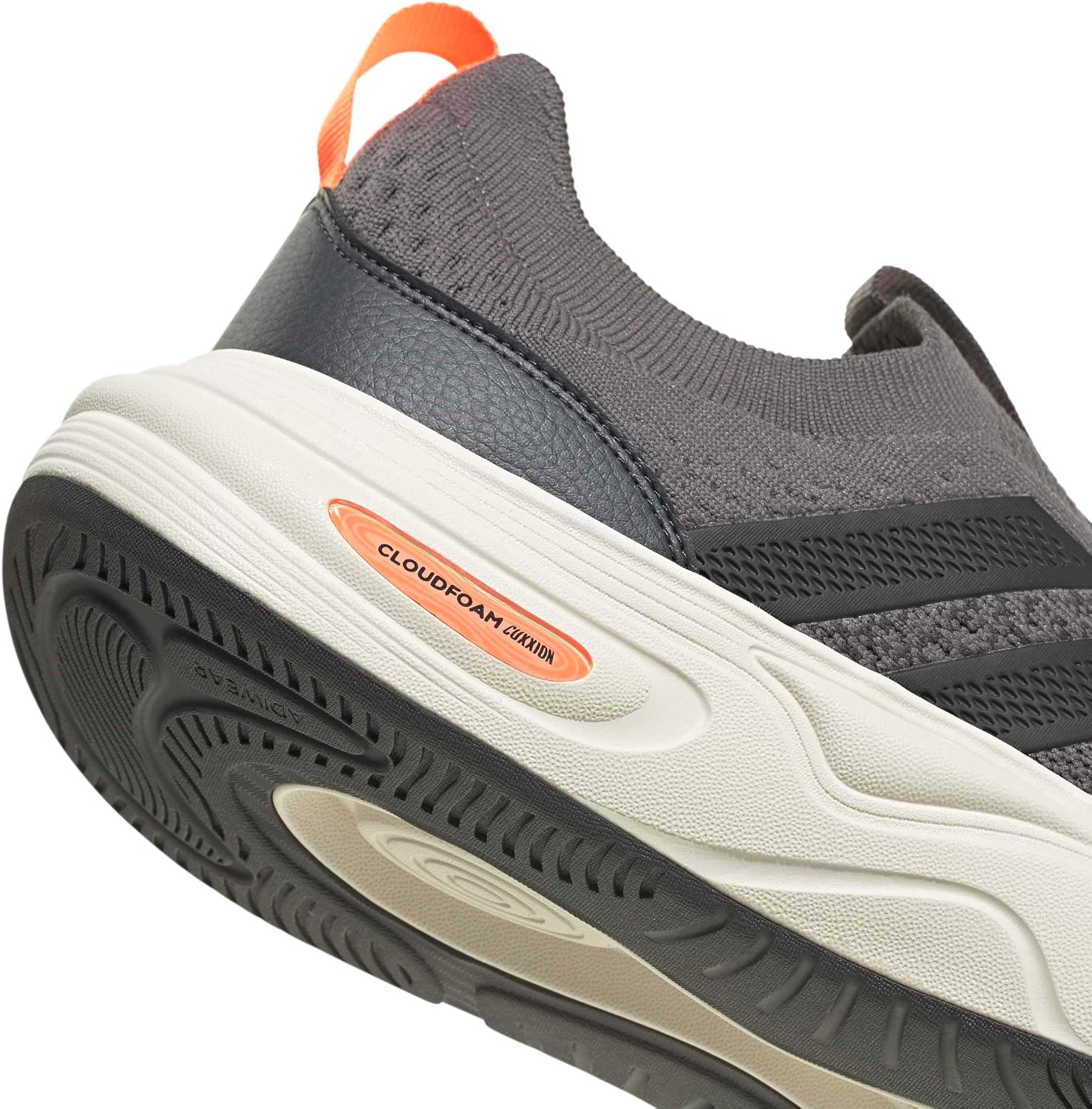 image:imageadidas Mens Cloudfoam Cuxxion Sock Slip On Sneakers Shoes Casual GreyCharcoalCarbonLucid Orange