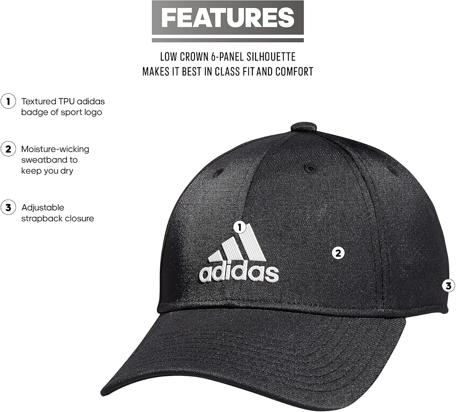 image:imageadidas Mens Decision Structured Adjustable CapBlackWhite
