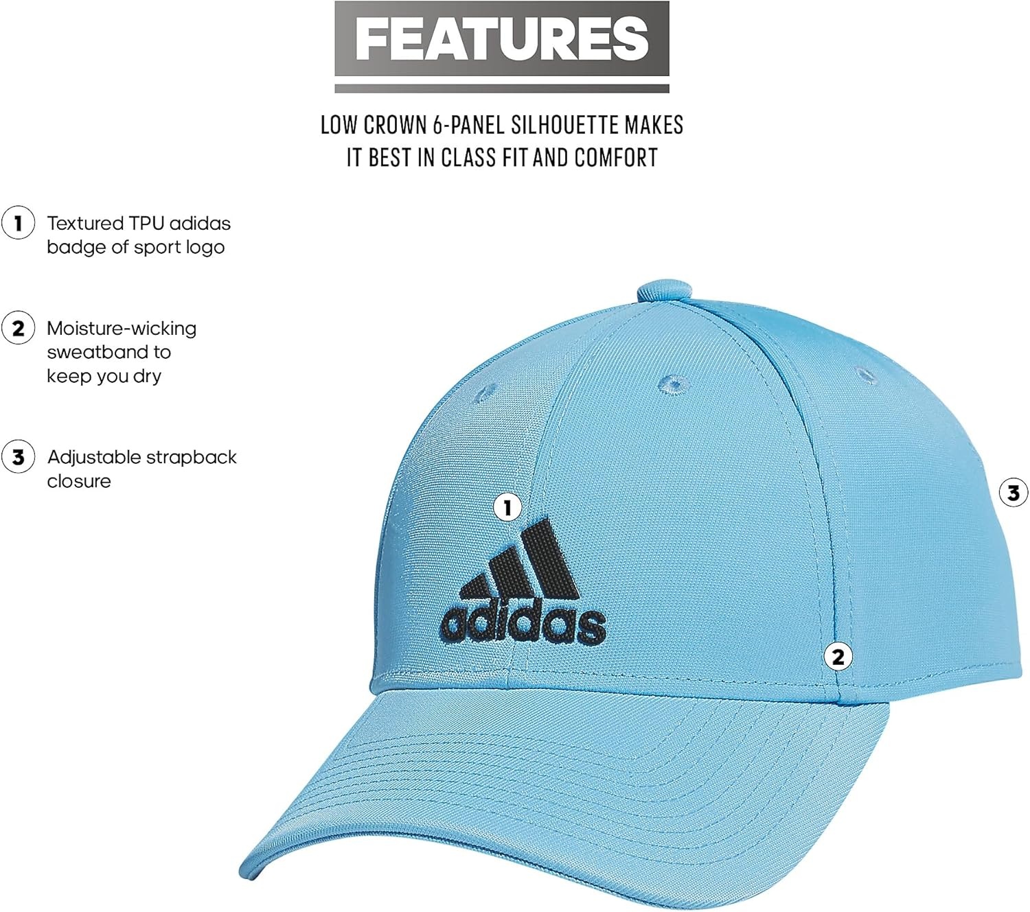 image:imageadidas Mens Decision Structured Adjustable CapSemi Blue BurstBlack