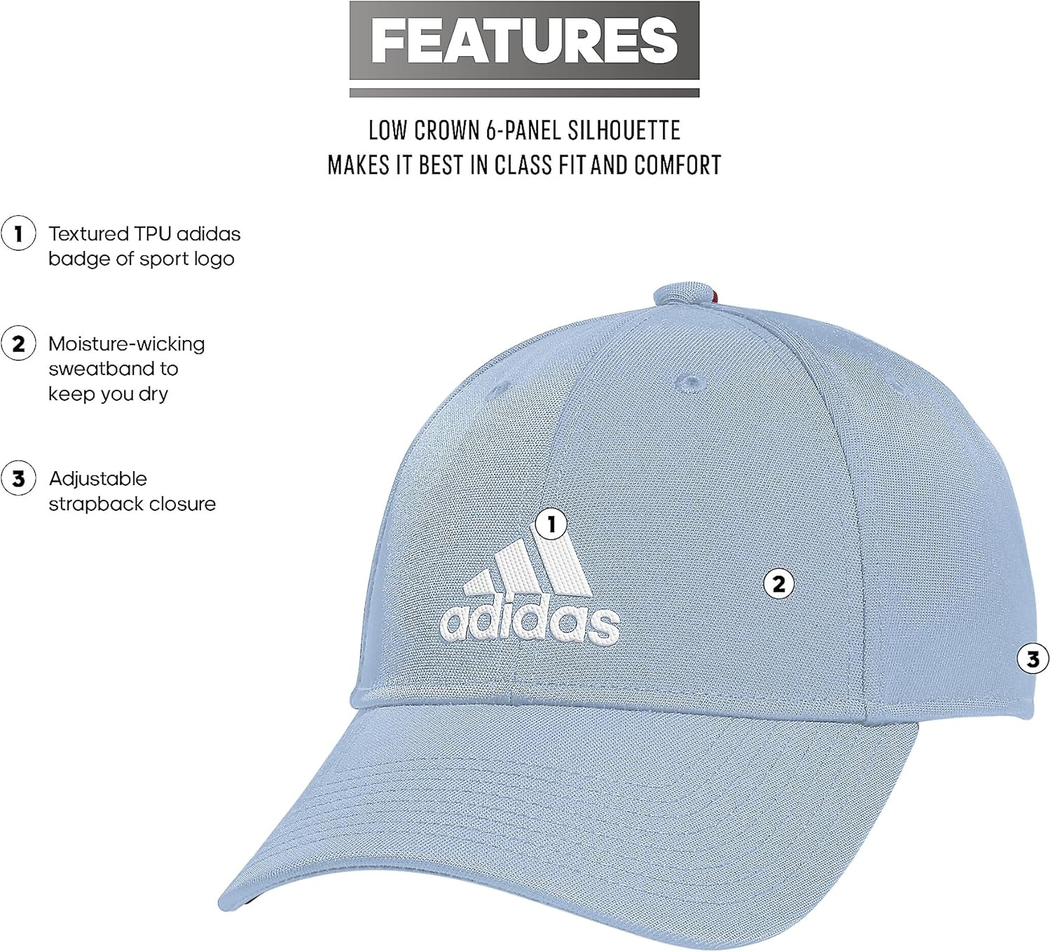 image:imageadidas Mens Decision Structured Adjustable CapWonder BlueWhite