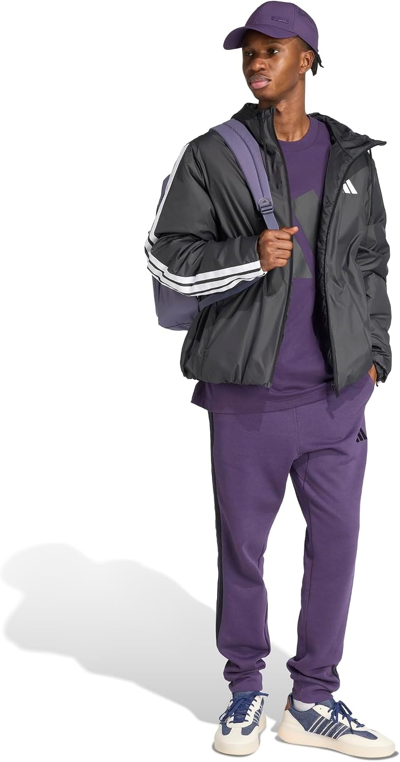 image:imageadidas Mens Essentials 3Stripes Fleece PantsAurora PlumBlack
