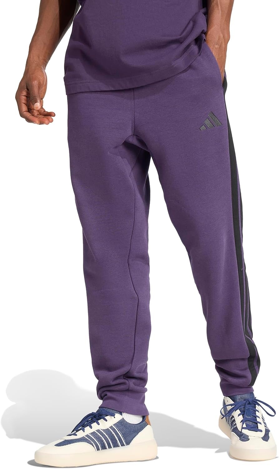 image:imageadidas Mens Essentials 3Stripes Fleece PantsAurora PlumBlack