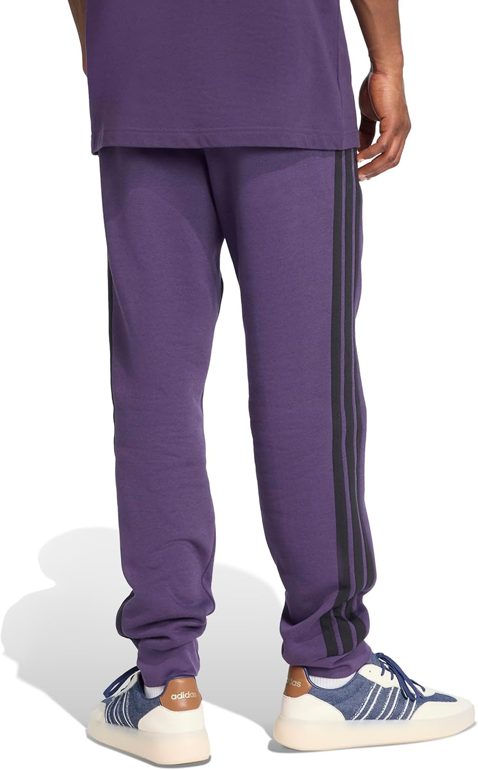 image:imageadidas Mens Essentials 3Stripes Fleece PantsAurora PlumBlack