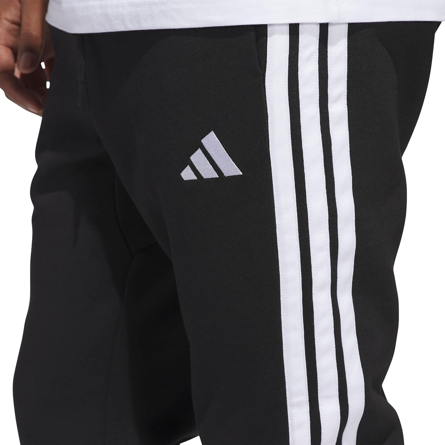 image:imageadidas Mens Essentials 3Stripes Fleece PantsBlackWhite