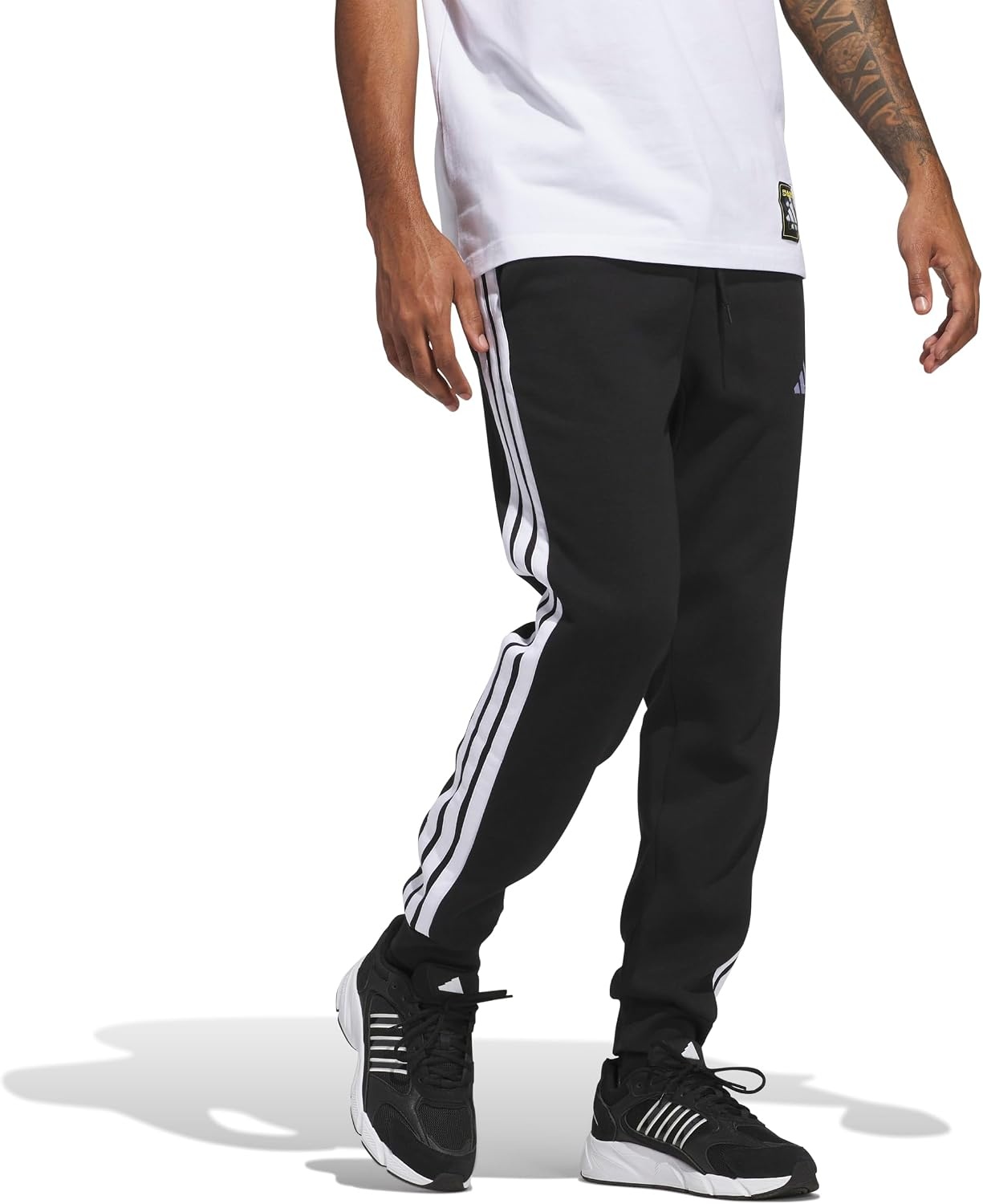 image:imageadidas Mens Essentials 3Stripes Fleece PantsBlackWhite