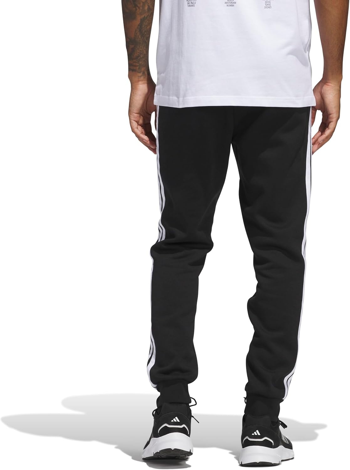 image:imageadidas Mens Essentials 3Stripes Fleece PantsBlackWhite