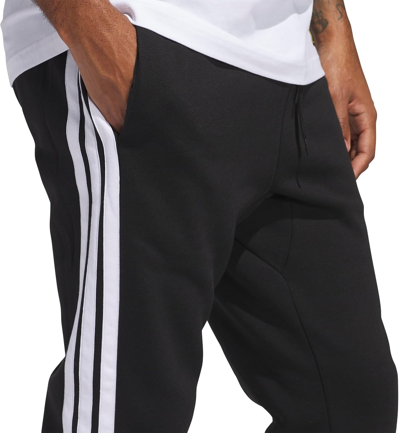 image:imageadidas Mens Essentials 3Stripes Fleece PantsBlackWhite
