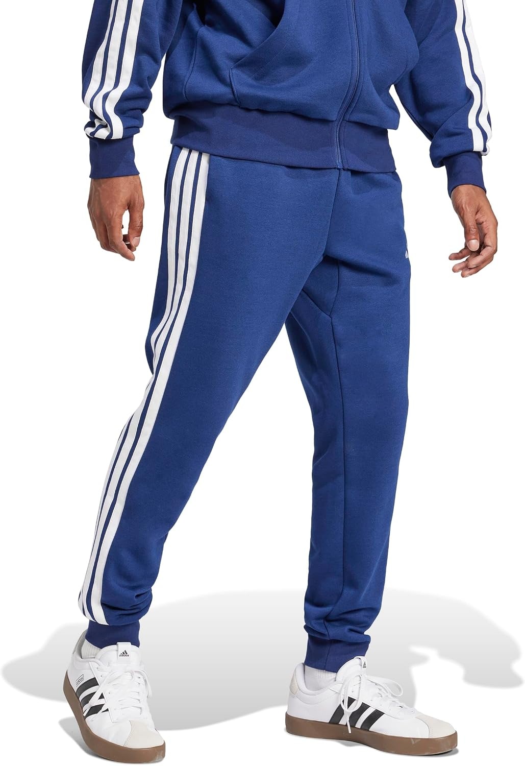 image:imageadidas Mens Essentials 3Stripes Fleece PantsDark BlueWhite