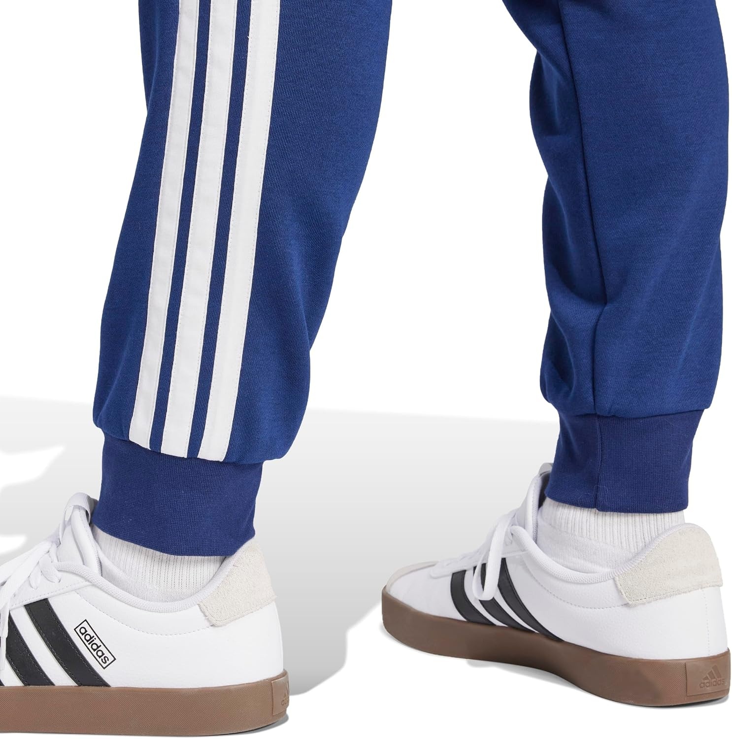 image:imageadidas Mens Essentials 3Stripes Fleece PantsDark BlueWhite