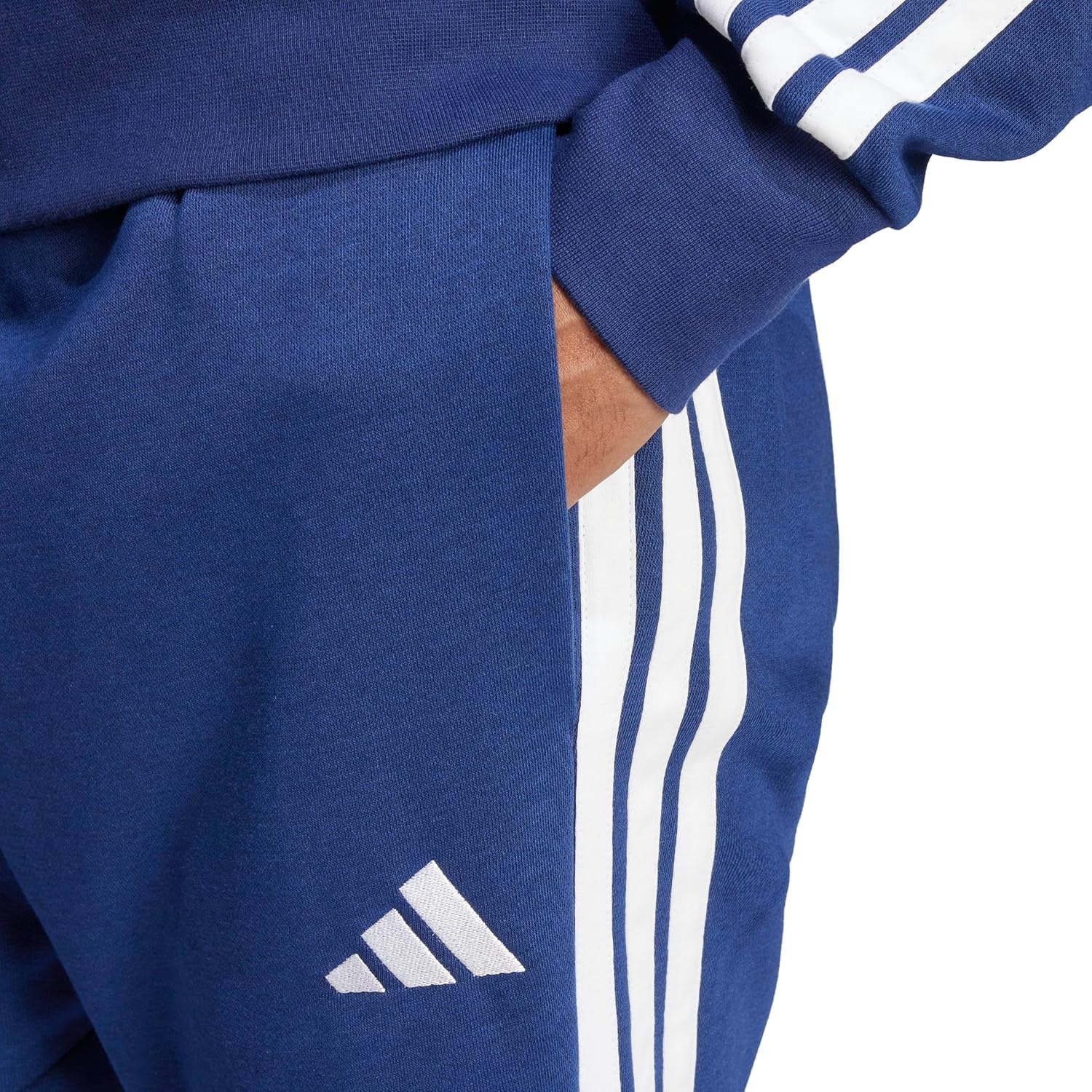 image:imageadidas Mens Essentials 3Stripes Fleece PantsDark BlueWhite