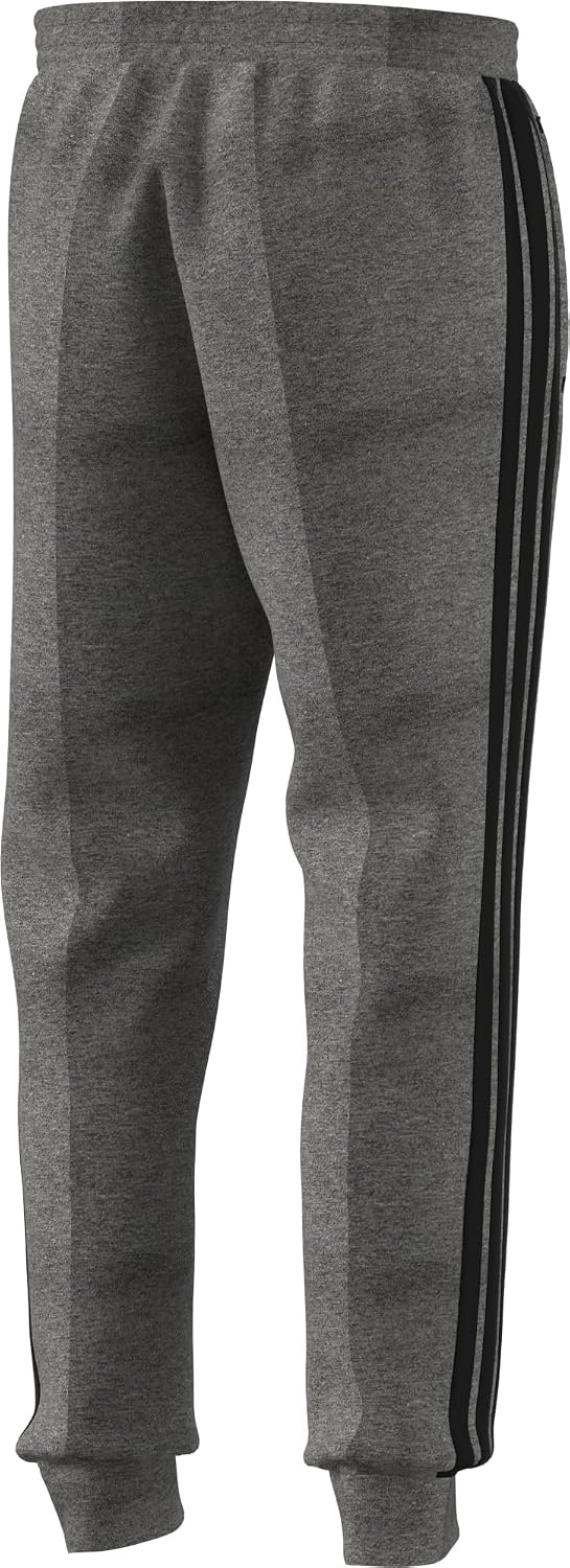 image:imageadidas Mens Essentials 3Stripes Fleece PantsDark Grey HeatherBlack