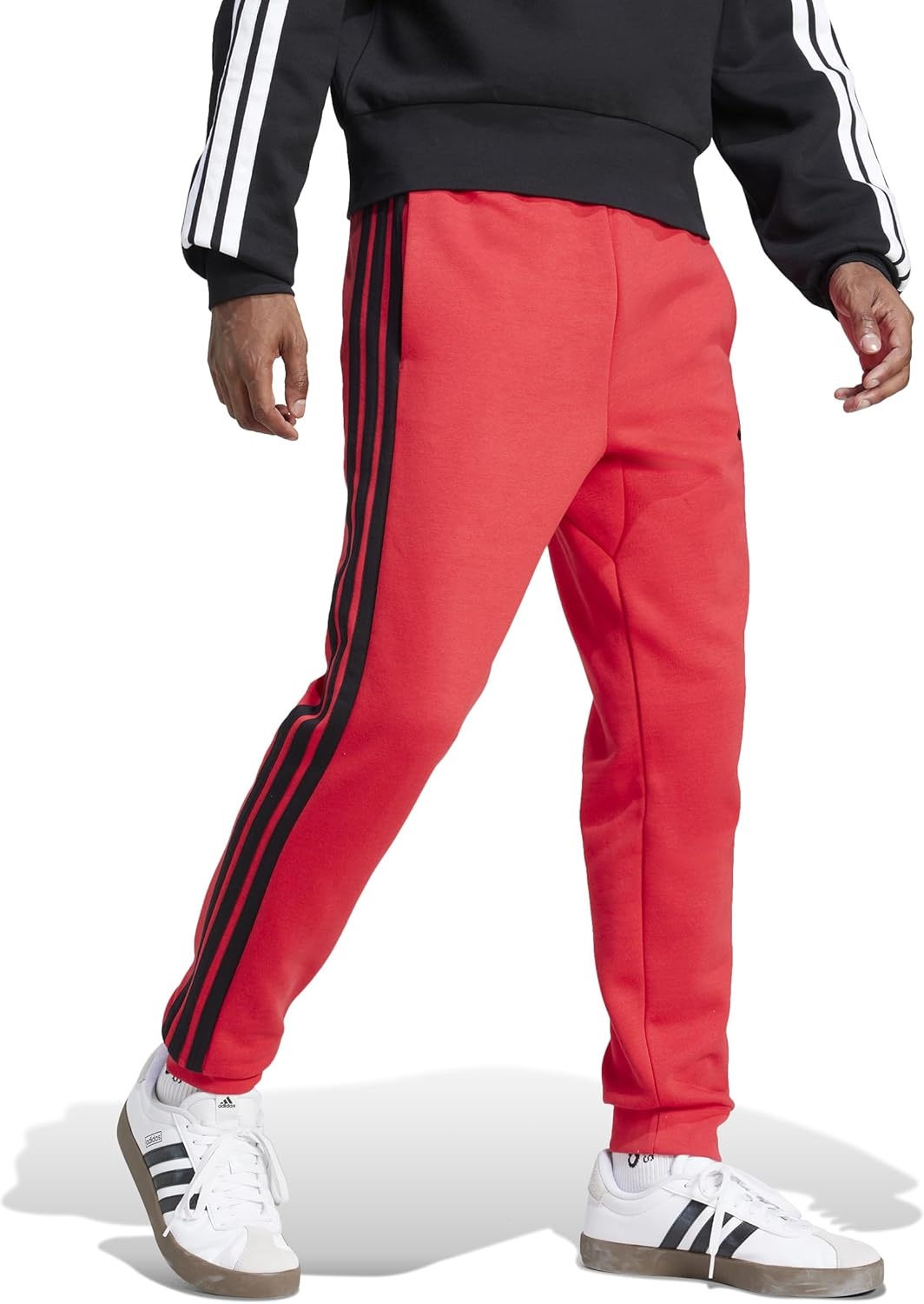image:imageadidas Mens Essentials 3Stripes Fleece PantsPure RubyBlack