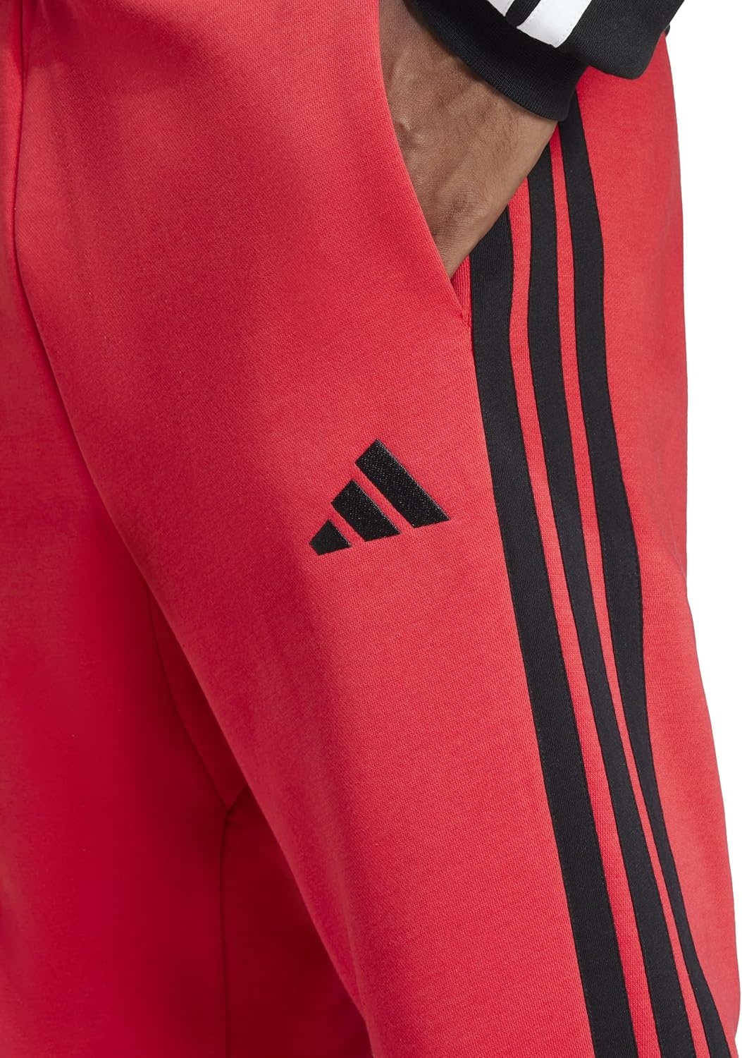 image:imageadidas Mens Essentials 3Stripes Fleece PantsPure RubyBlack