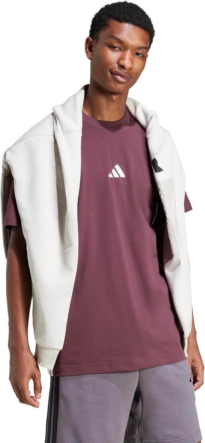 image:imageadidas Mens Essentials 3Stripes Single Jersey TShirtAurora RubyWhite