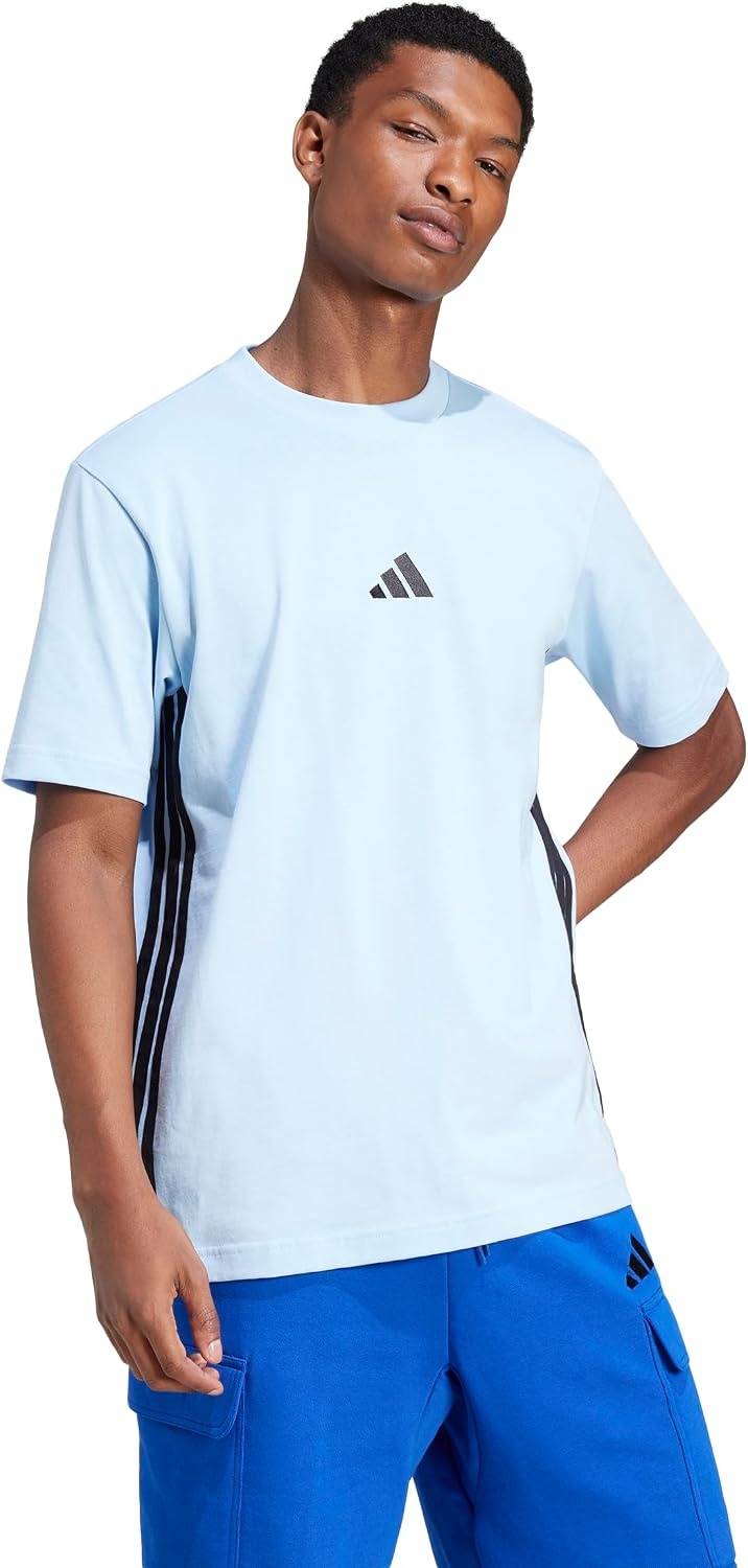 image:imageadidas Mens Essentials 3Stripes Single Jersey TShirtBlueBlack